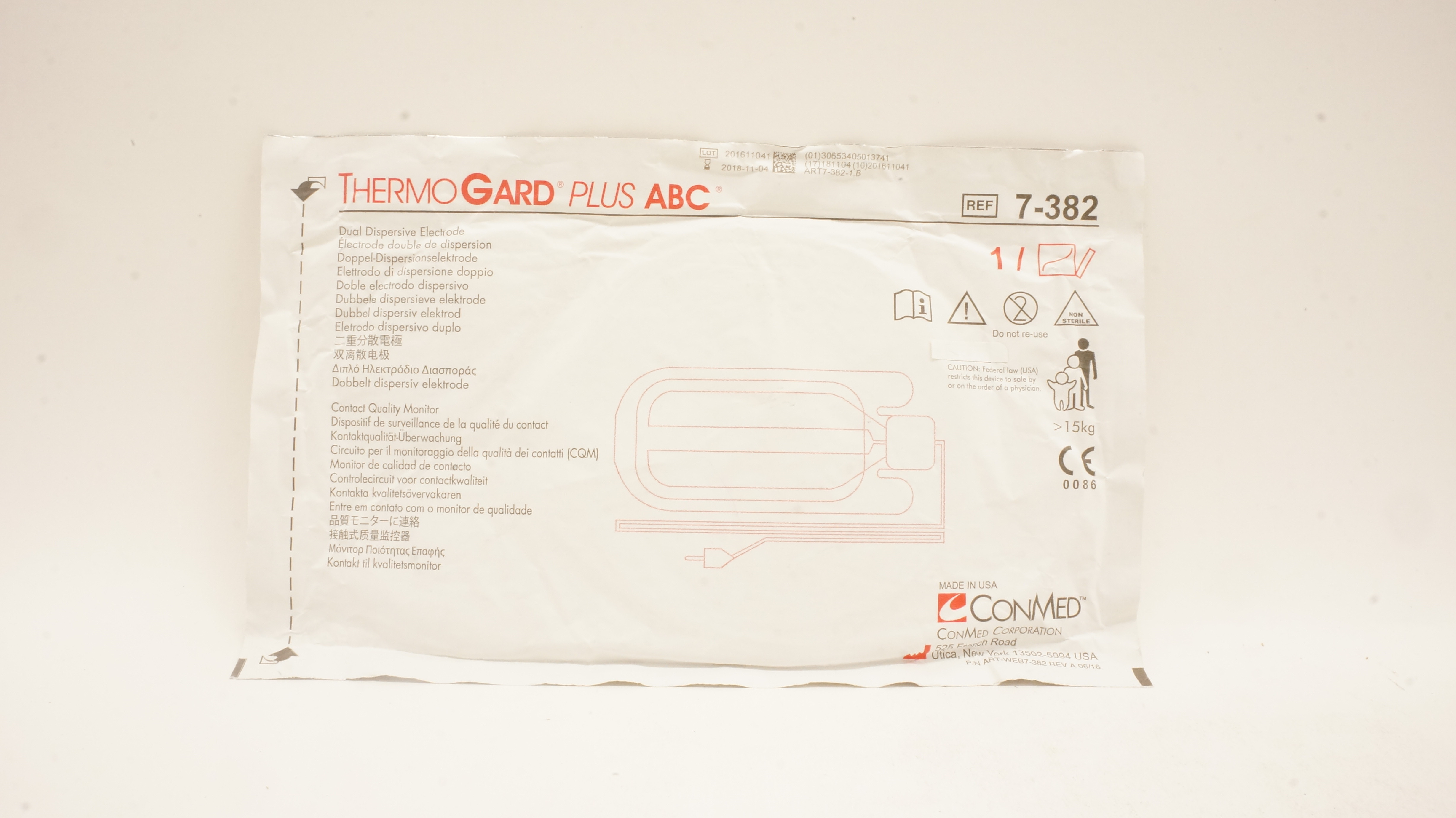 ConMed 7-382 ThermoGard Plus ABC Dual Dispersive Electrode  >15kg (x)