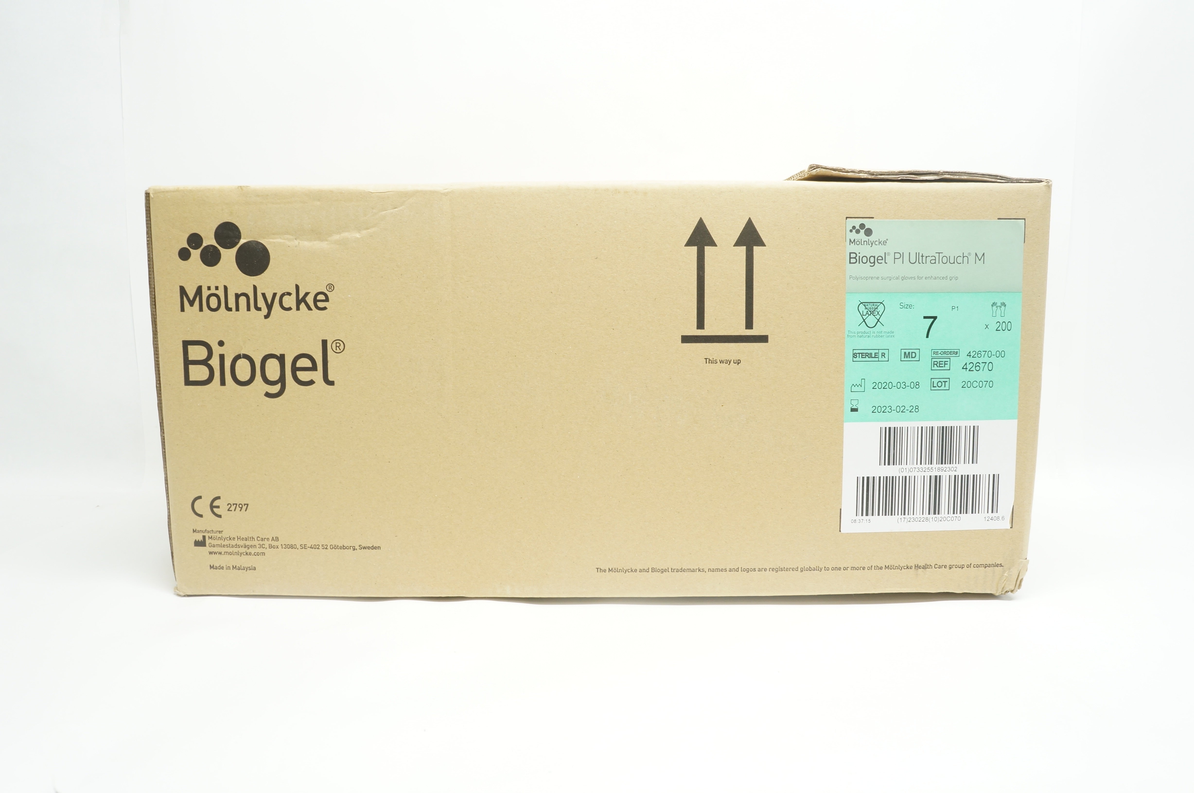 Molnlycke Health Care 42670 Biogel Pl UltraTouch M Gloves 7 - Case of 200