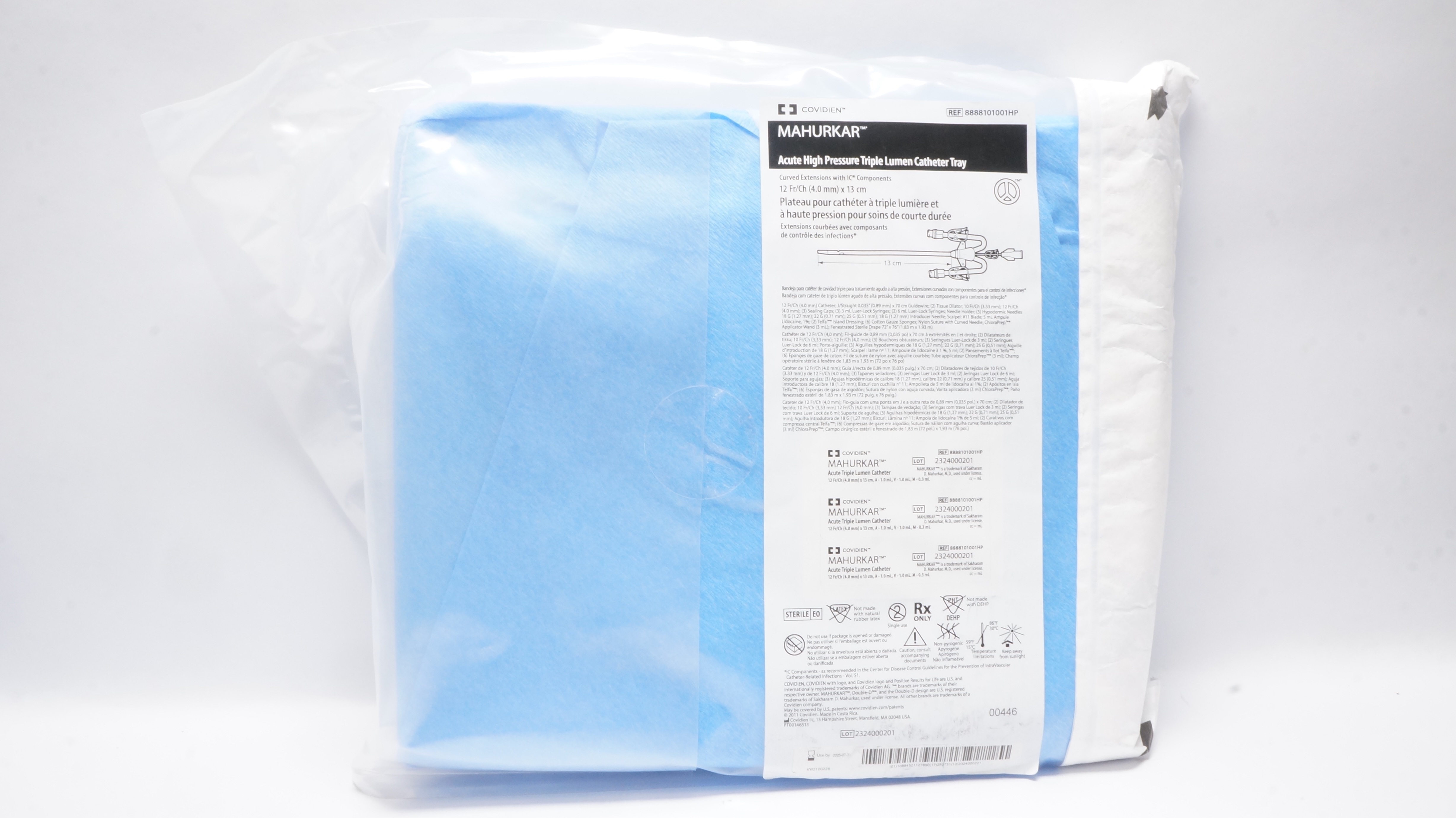 Covidien 8888101001HP MAHURKAR Acute High Pressure Triple Lumen Cath. 12Fr.