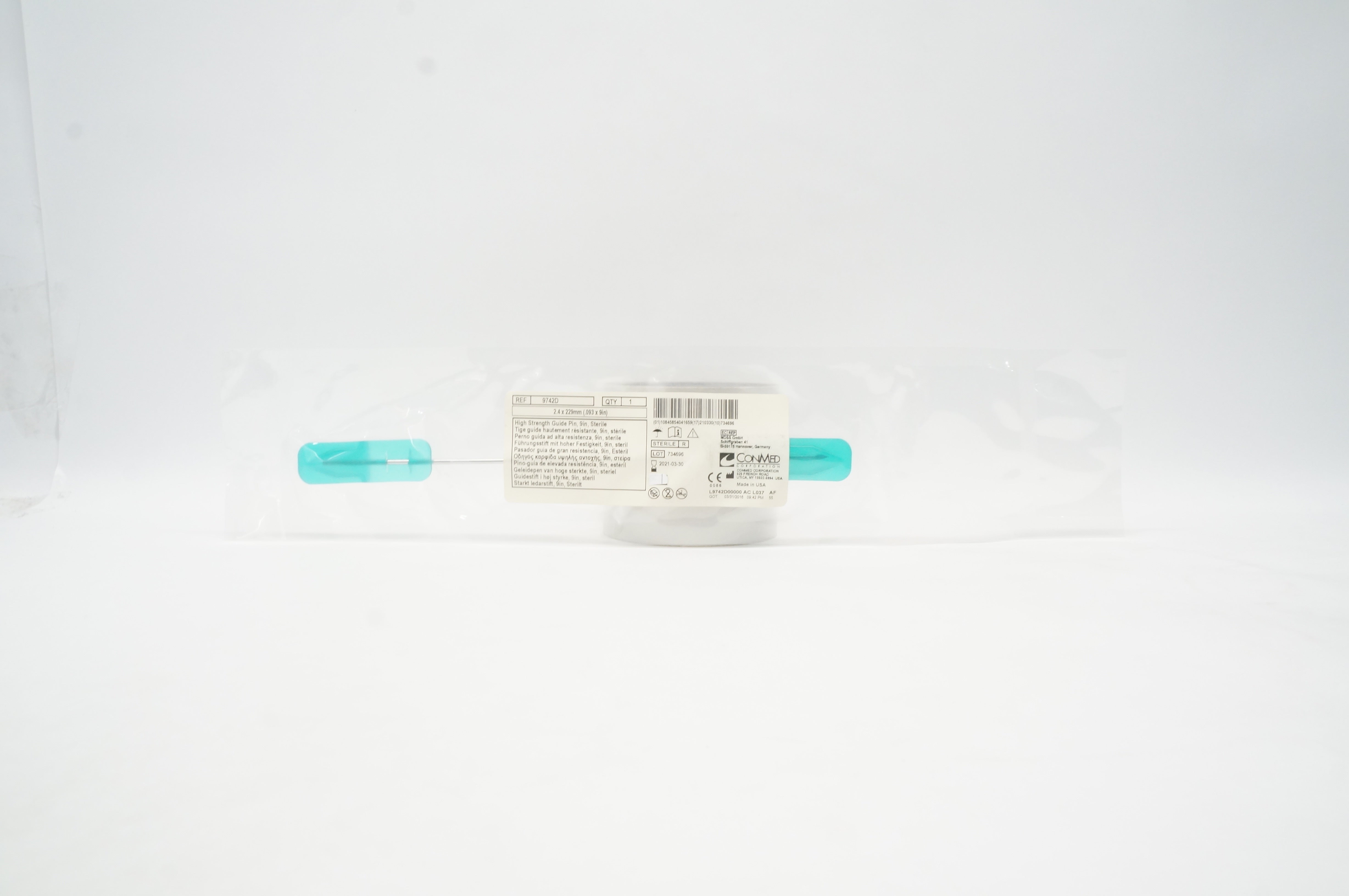 ConMed 9742D High Strength Guide Pin, Sterile .093 x 9 inch (x)