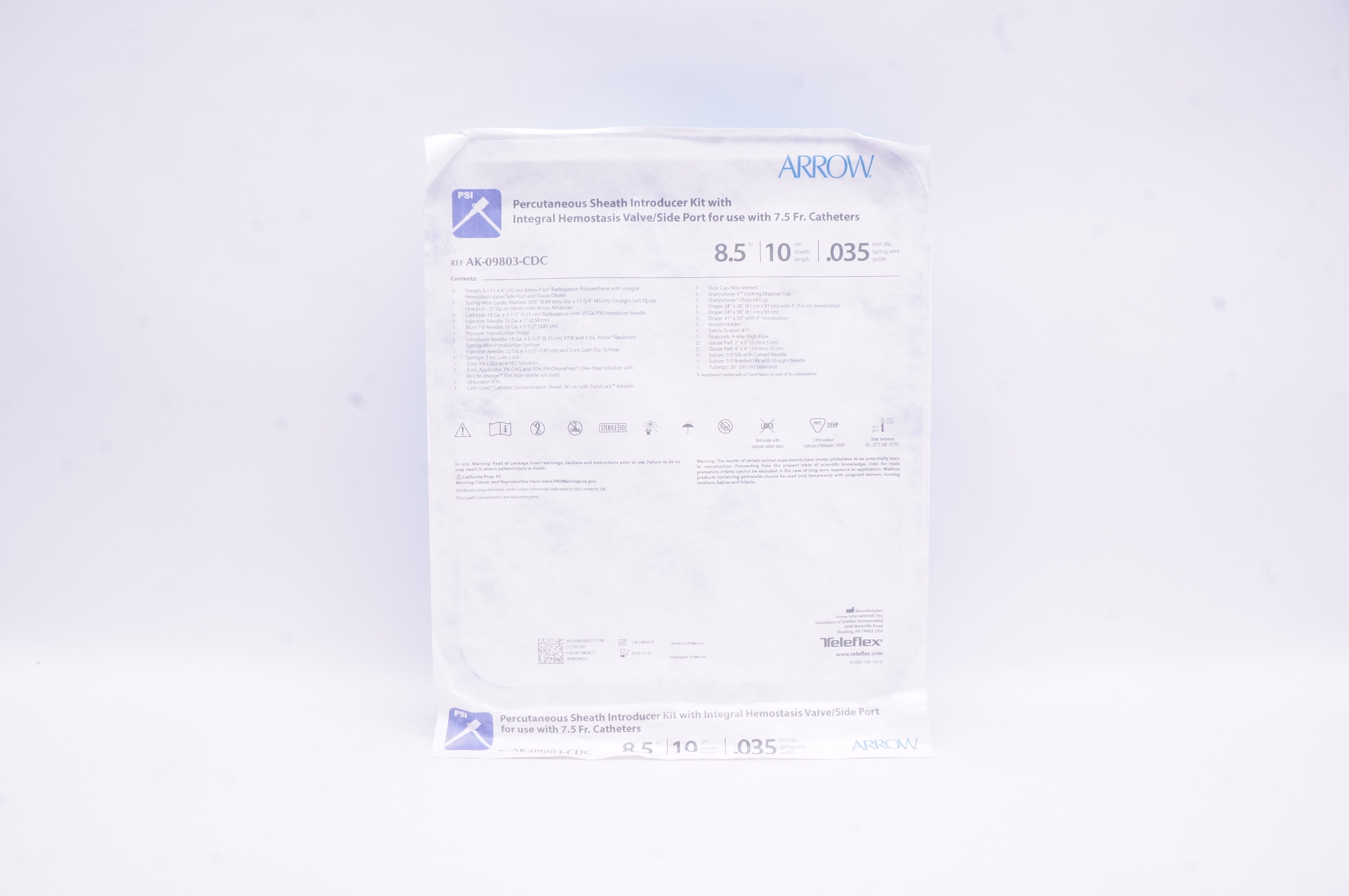 Arrow AK-09803-CDC Percutaneous Introducer Sheath Kit 8.5Fr x 10cm x 0.035in (x)