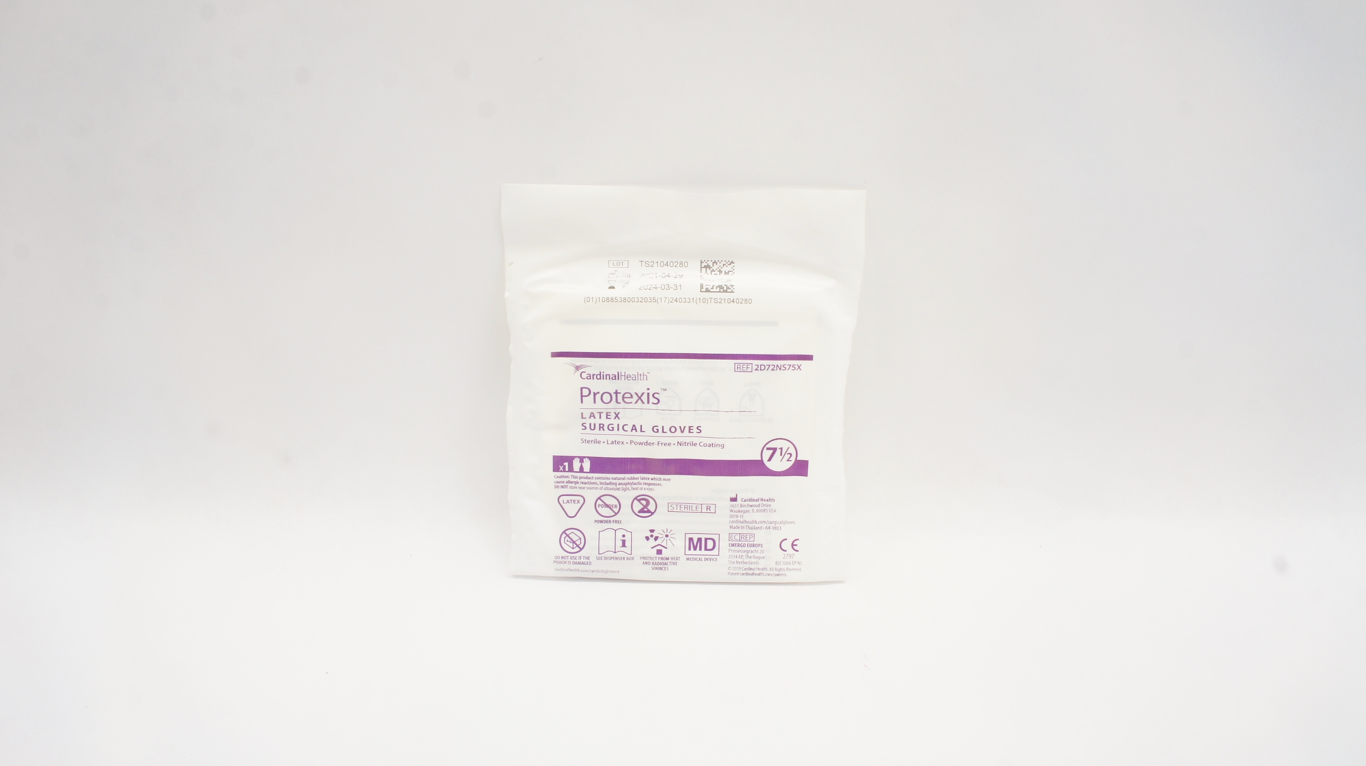 Cardinal Health 2D72NS75X Protexis Latex Sterile Surgical Gloves, Size 7-1/2