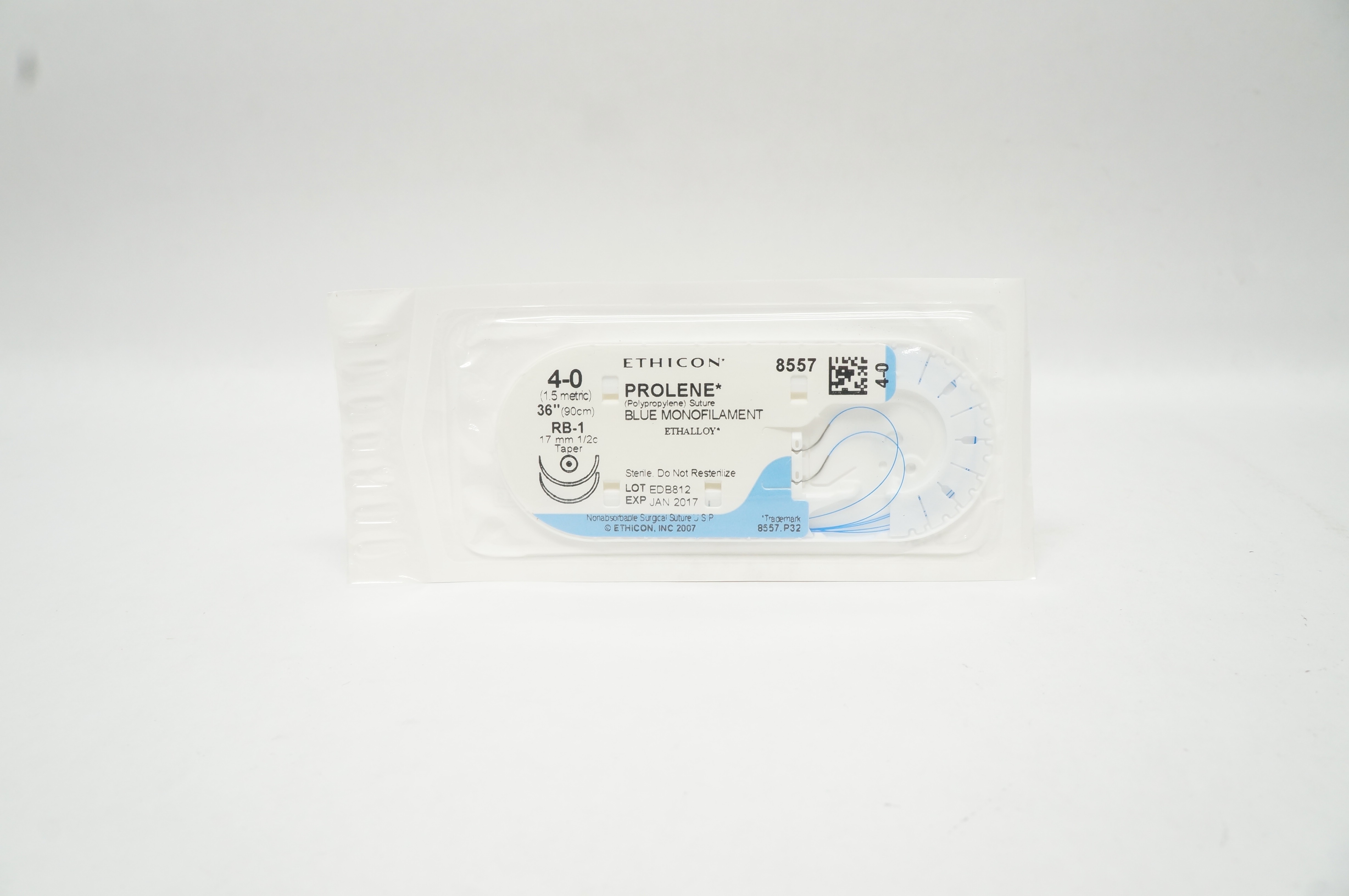 Ethicon 8557 4-0 PROLENE Polypropylene Stre RB-1 17mm 1/2c Taper 36inch (x)