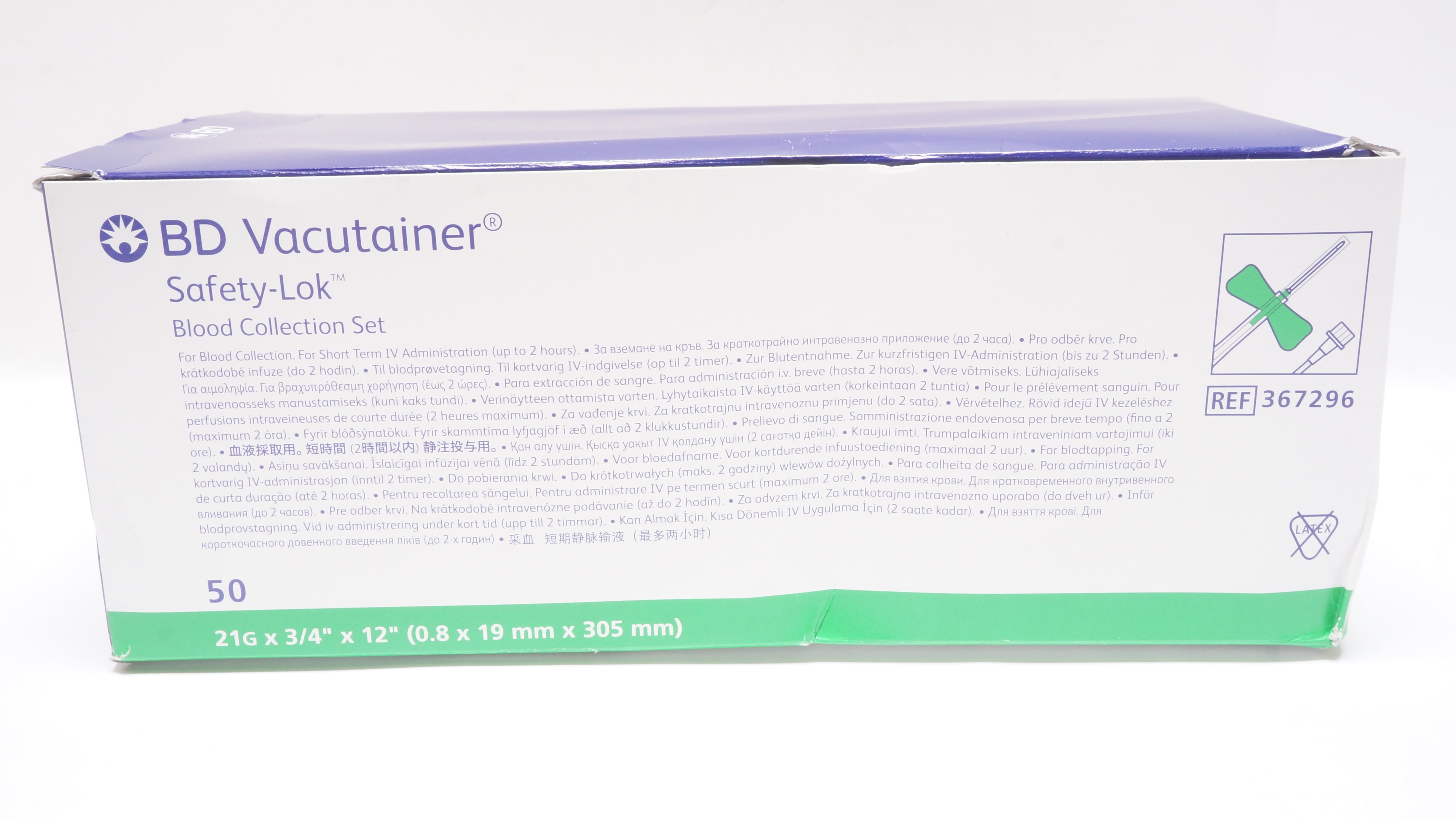 BD 367296 Vacutainer Safety-Lok Blood Collection Set 21G x 3/4 x 12in ...