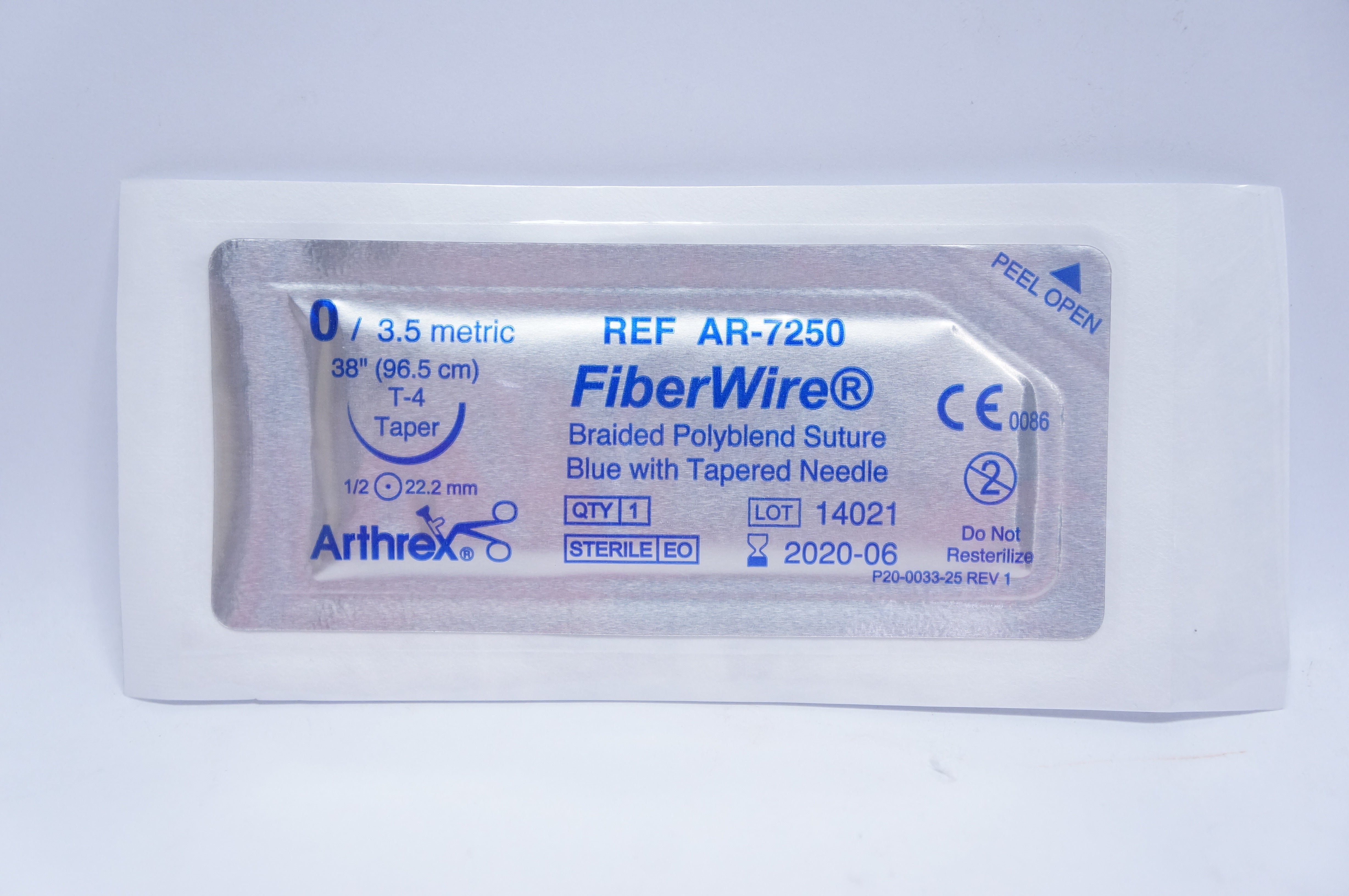 Arthrex AR-7250 0 FiberWire, Braided Polyblend Stre, T-4, 1/2 22.2mm, 38inch (x)