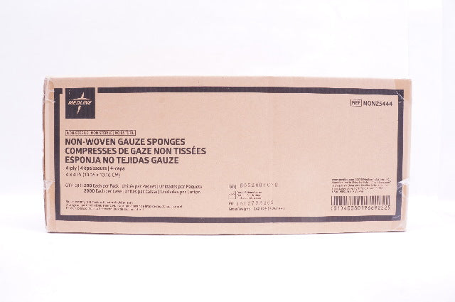 Medline NON25444 Non-Woven Gauze Sponges 4 x 4 inch 4-ply - Case of 2000