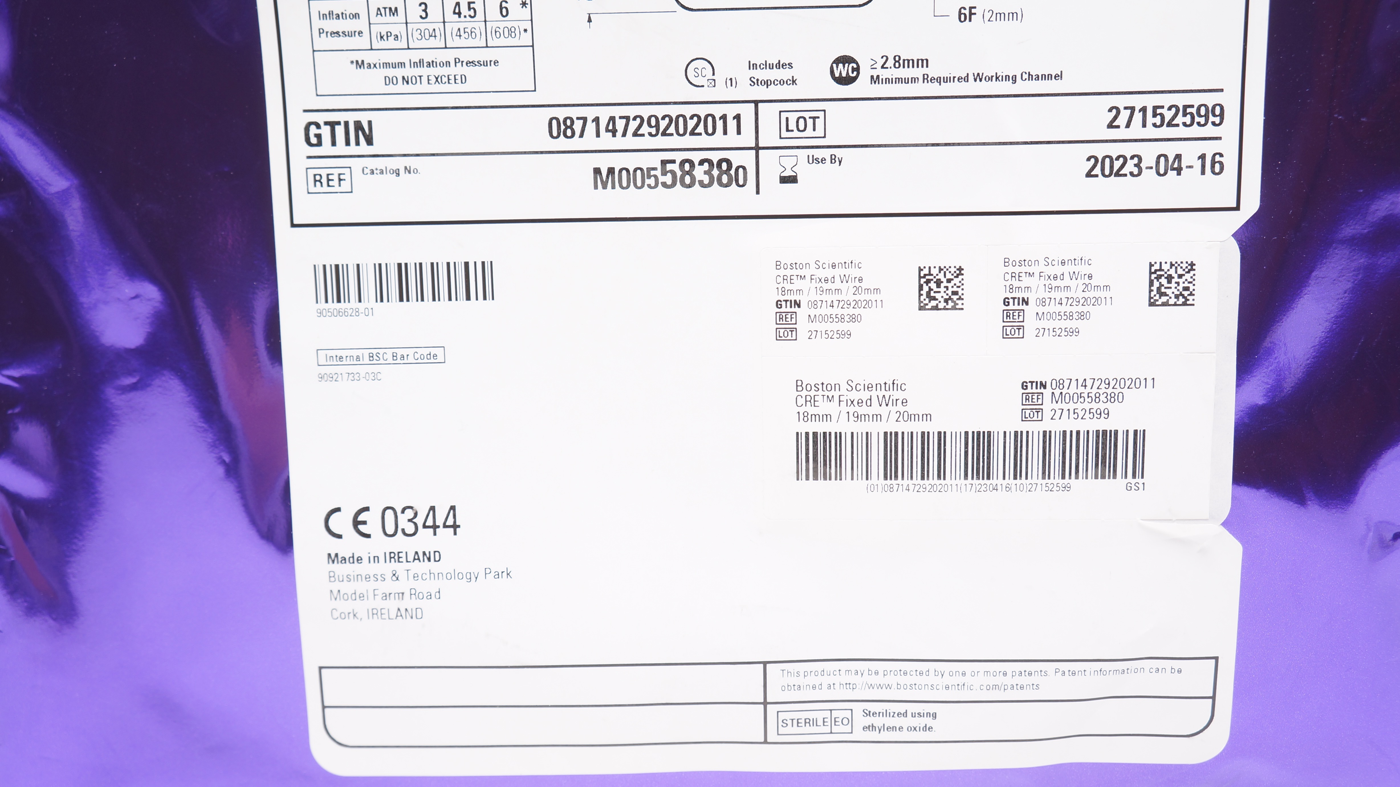 総015 Boston Scientific M00558380 CRE Esophageal Balloon Dilatation Cath