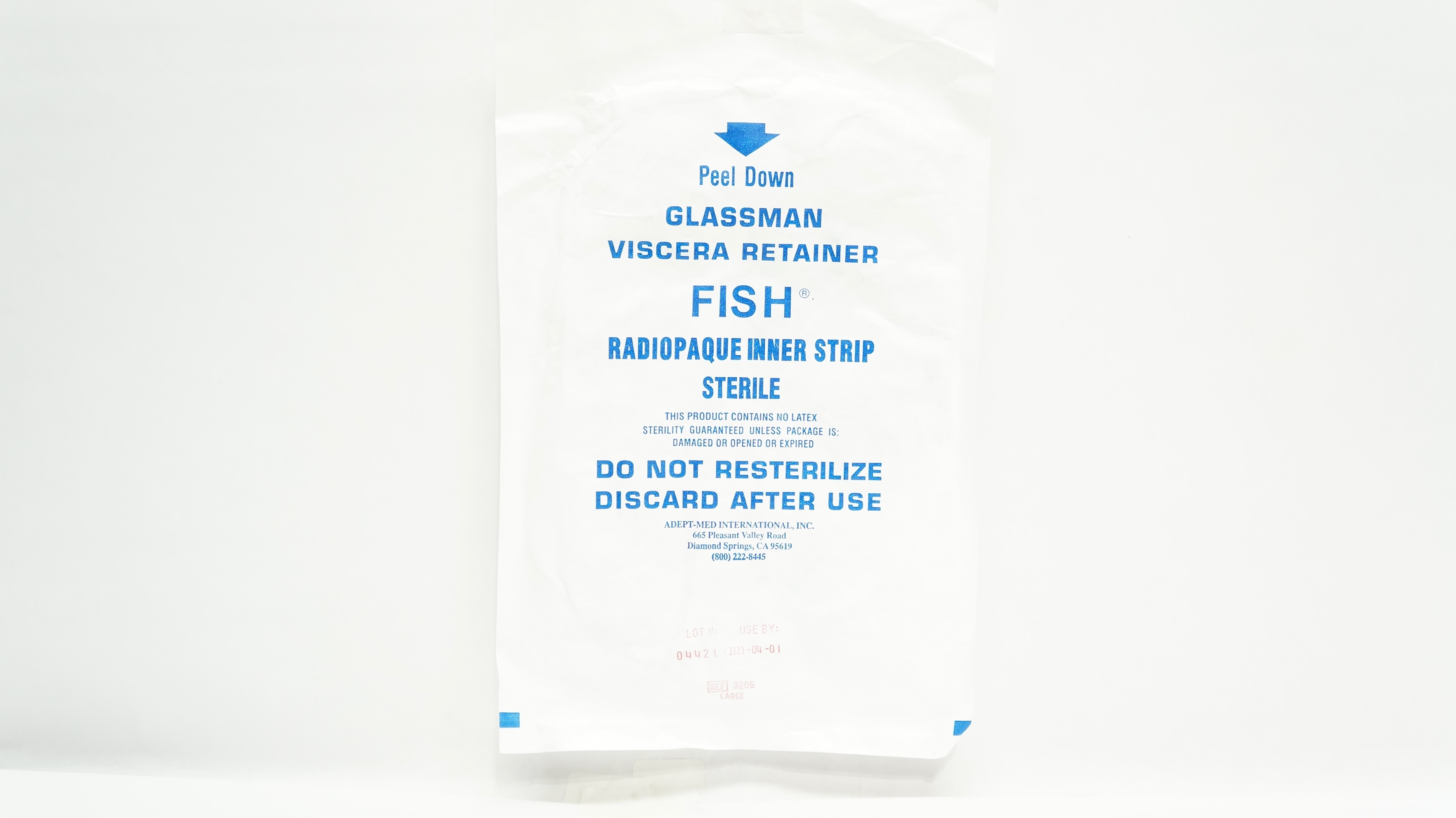 Adept-Med 3206 Glassman Viscera Retainer Fish Radiopaque Inner Strip, Large (x)