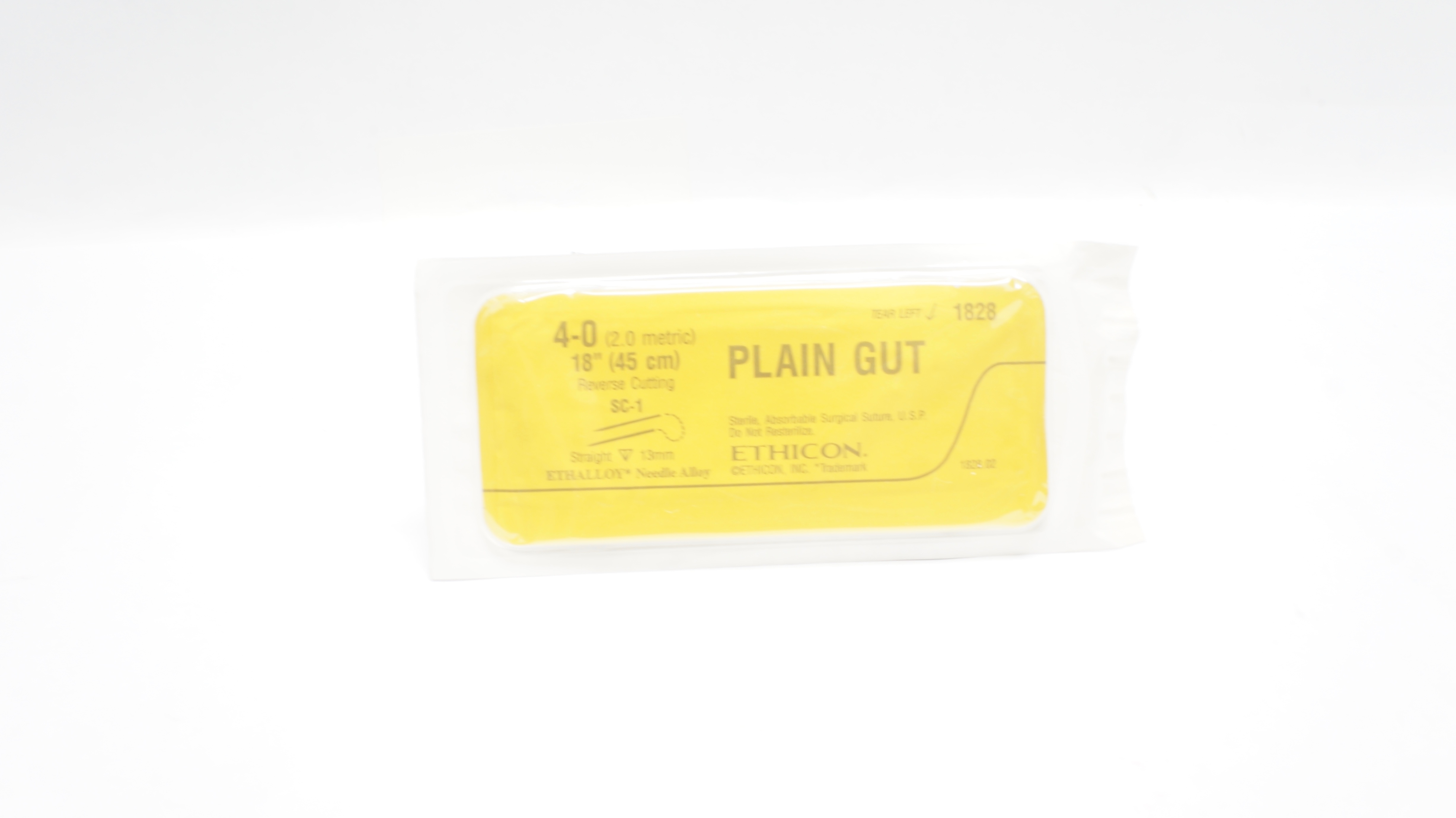 Ethicon 1828 4-0 Plain Gut Undyed Stre SC-1 13mm Reverse Cutting, 18inch (x)