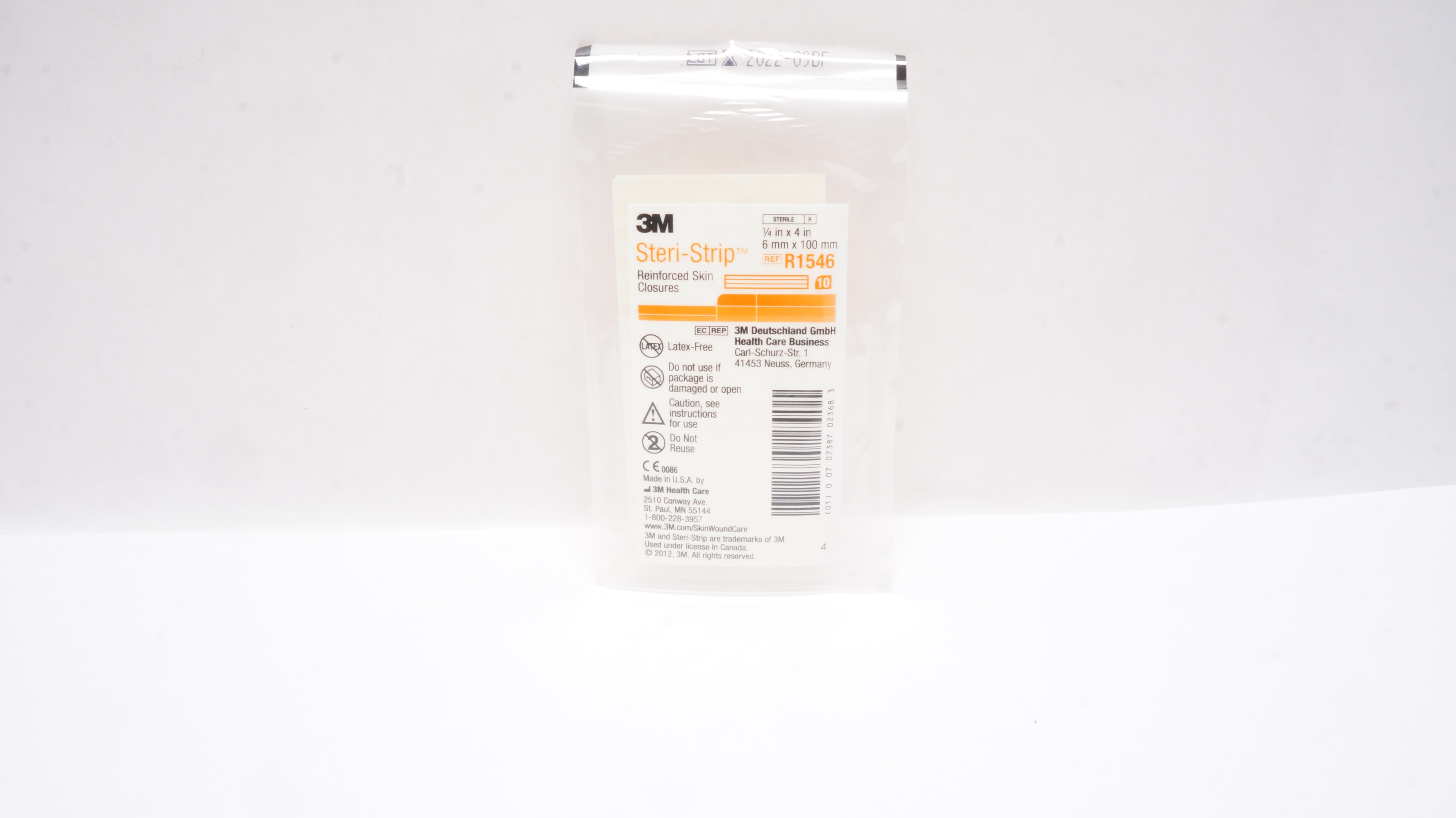 3M R1546 Steri-Strip Reinforced Skin Closures 1/4inch x 4inch (x) - Pack of 10
