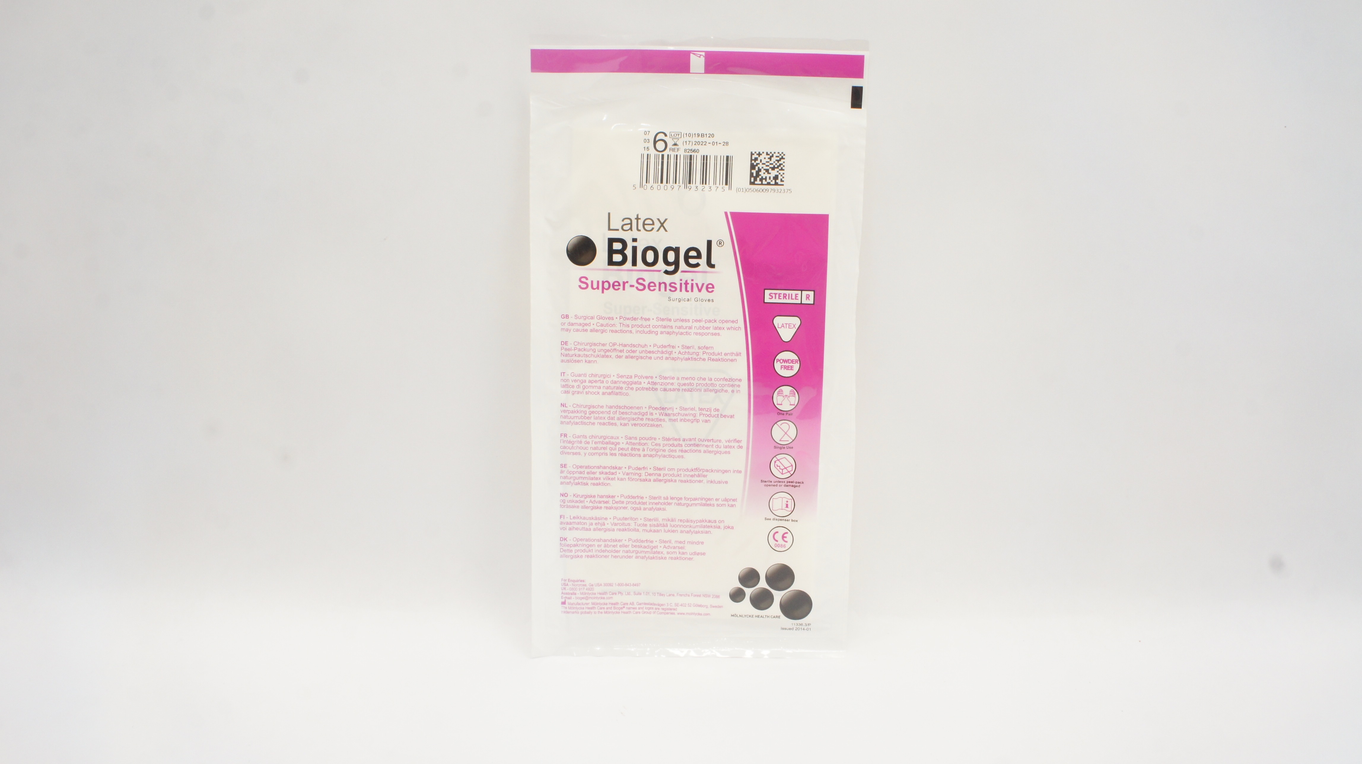 Molnlycke Health Care 82560 Biogel Super-Sensitive Gloves Size 6 (x)