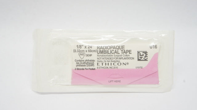 Ethicon U16 Radiopaque Umbilical Tape 1/8in x 24inch Nonabsorbable (x)