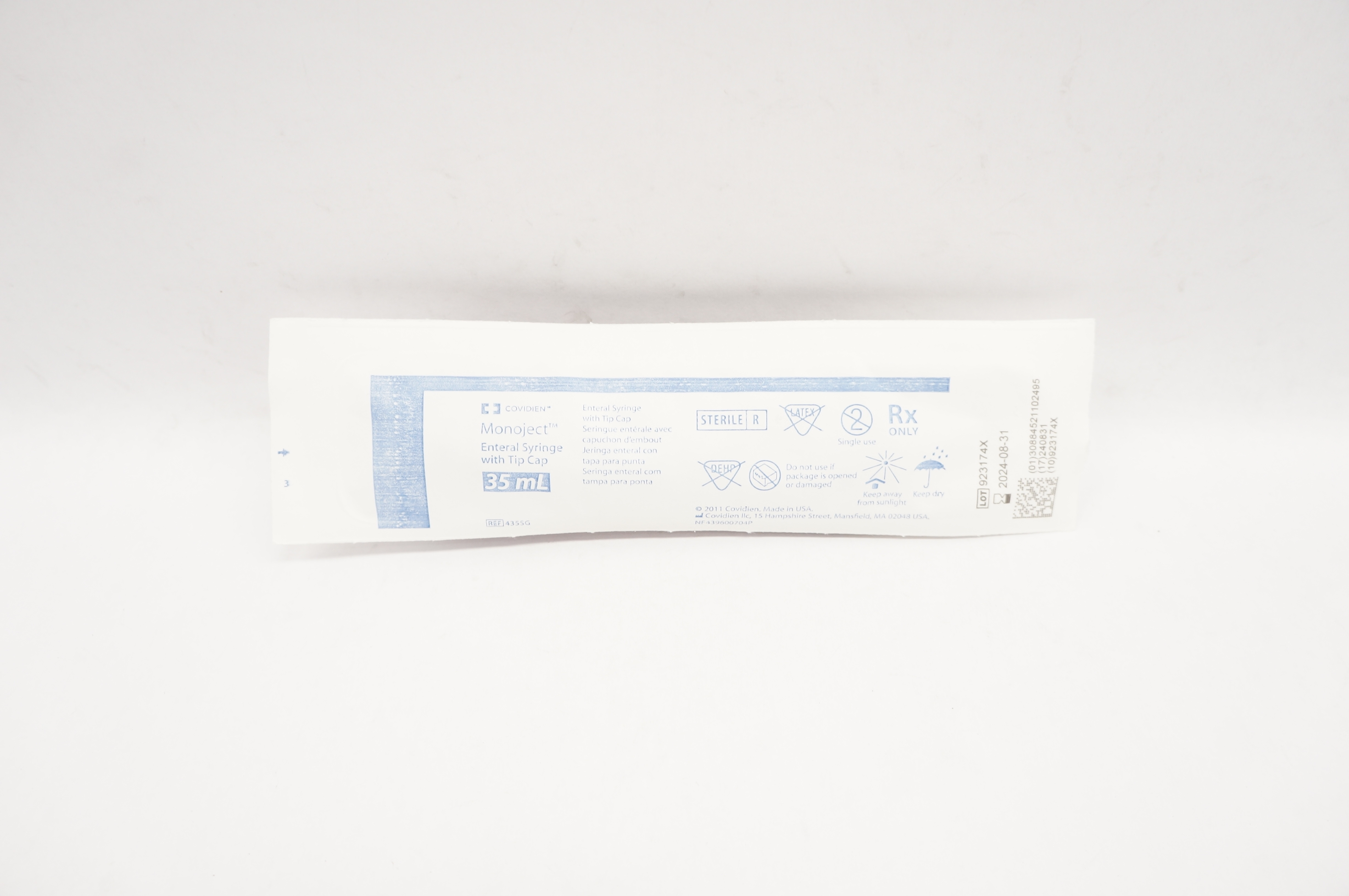 Covidien 435SG Monoject Enteral Syringe with Tip Cap 35mL
