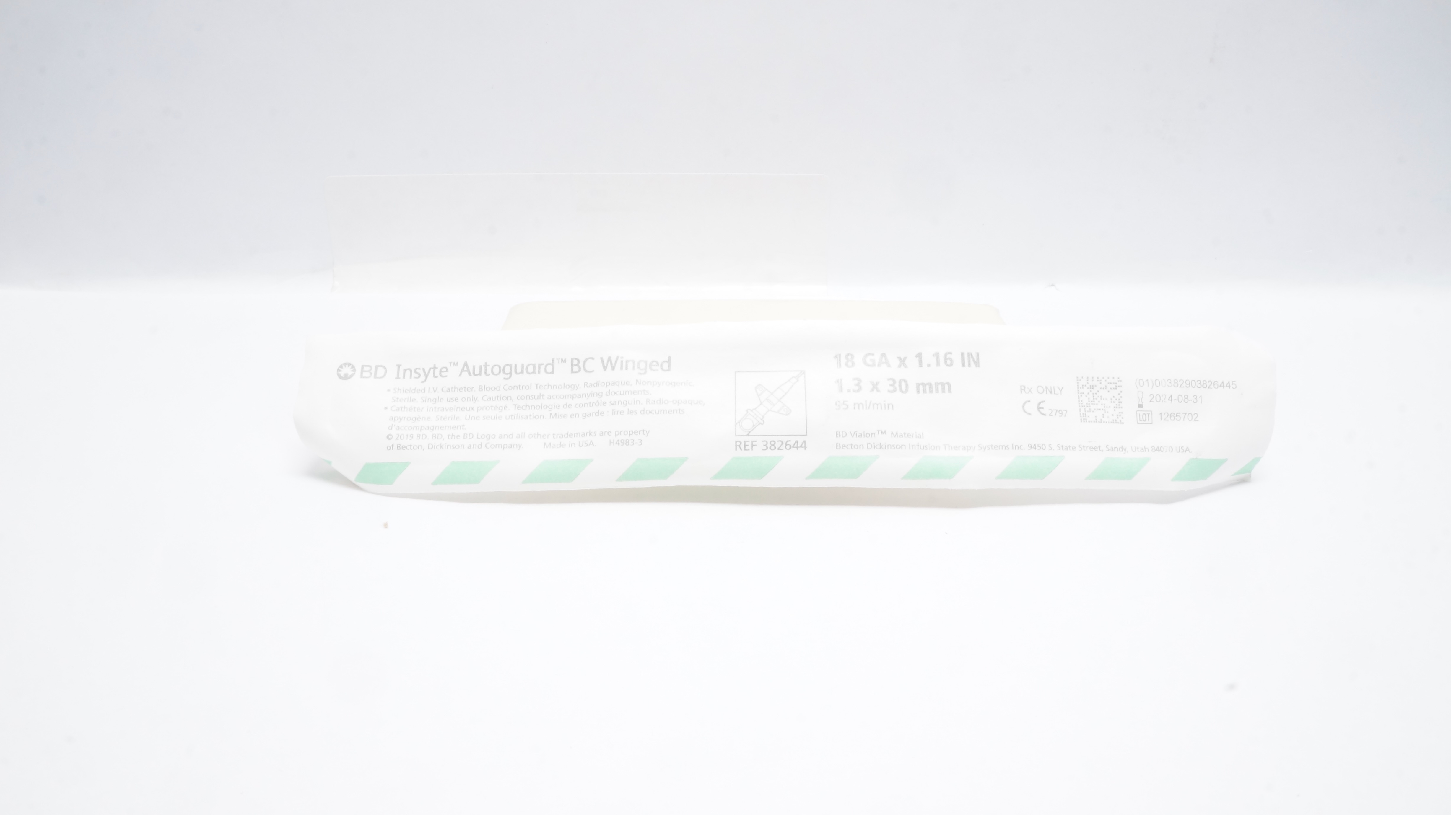 BD 382644 Insyte Autoguard Shielded IV Cath. 18GA x 1.16inch x 95ml/min (x)