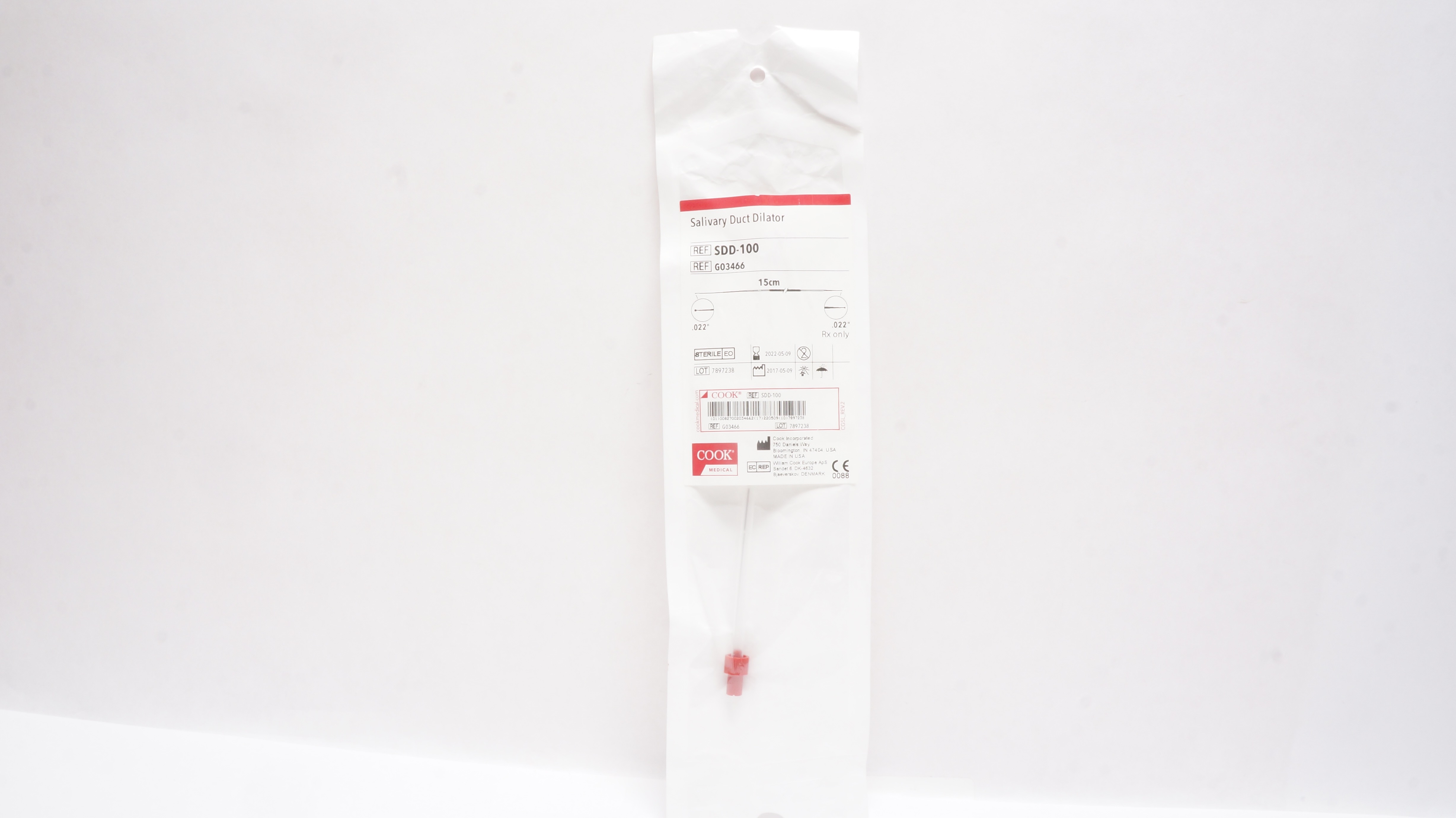 Cook Medical G03466 Salivary Duct Dilator 15cm x .022 x .022inch (x)