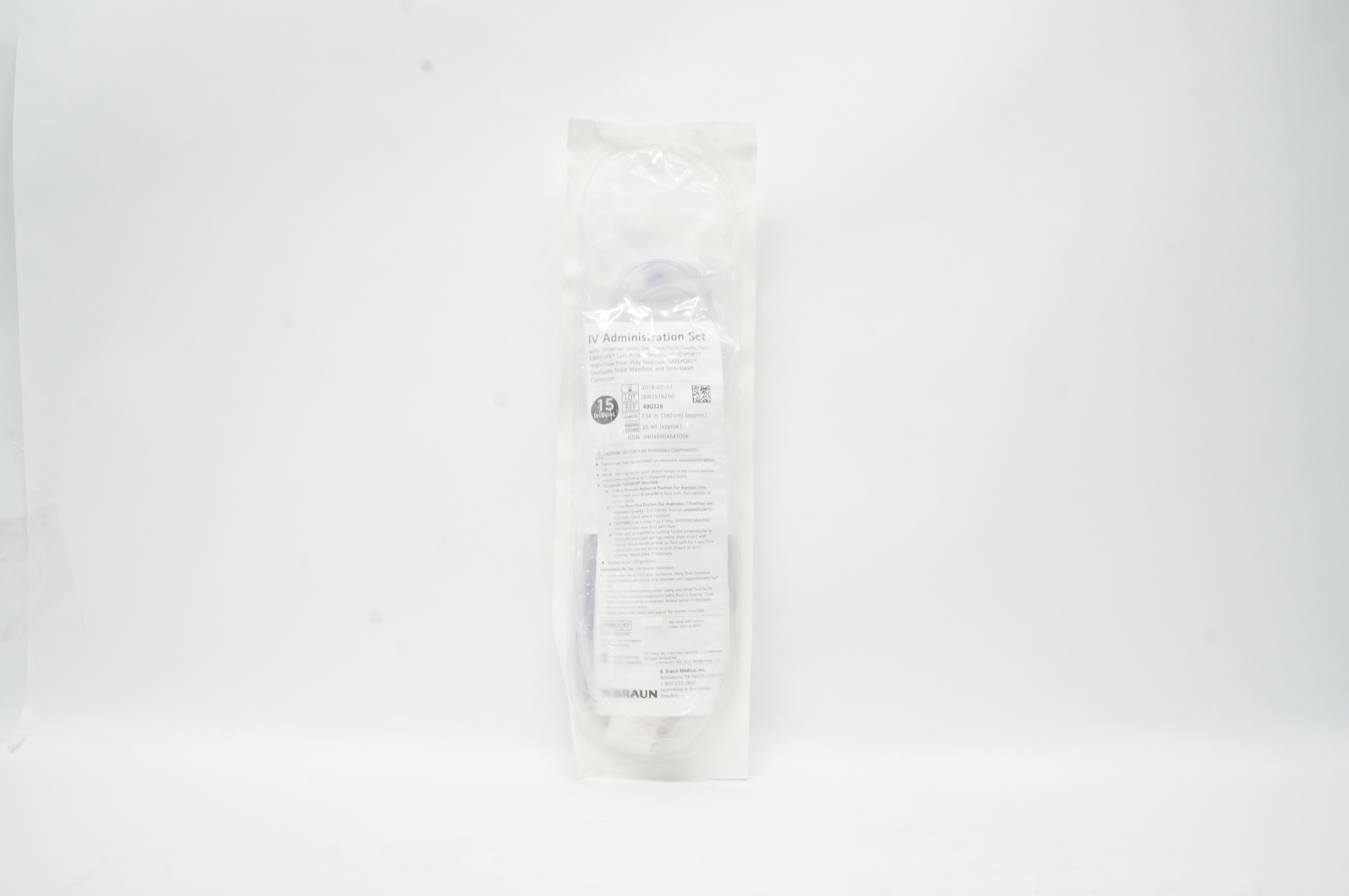 Braun 490326 IV Administration Set 15 Drops/mL, Approx. 134inch, 25 mL (x)