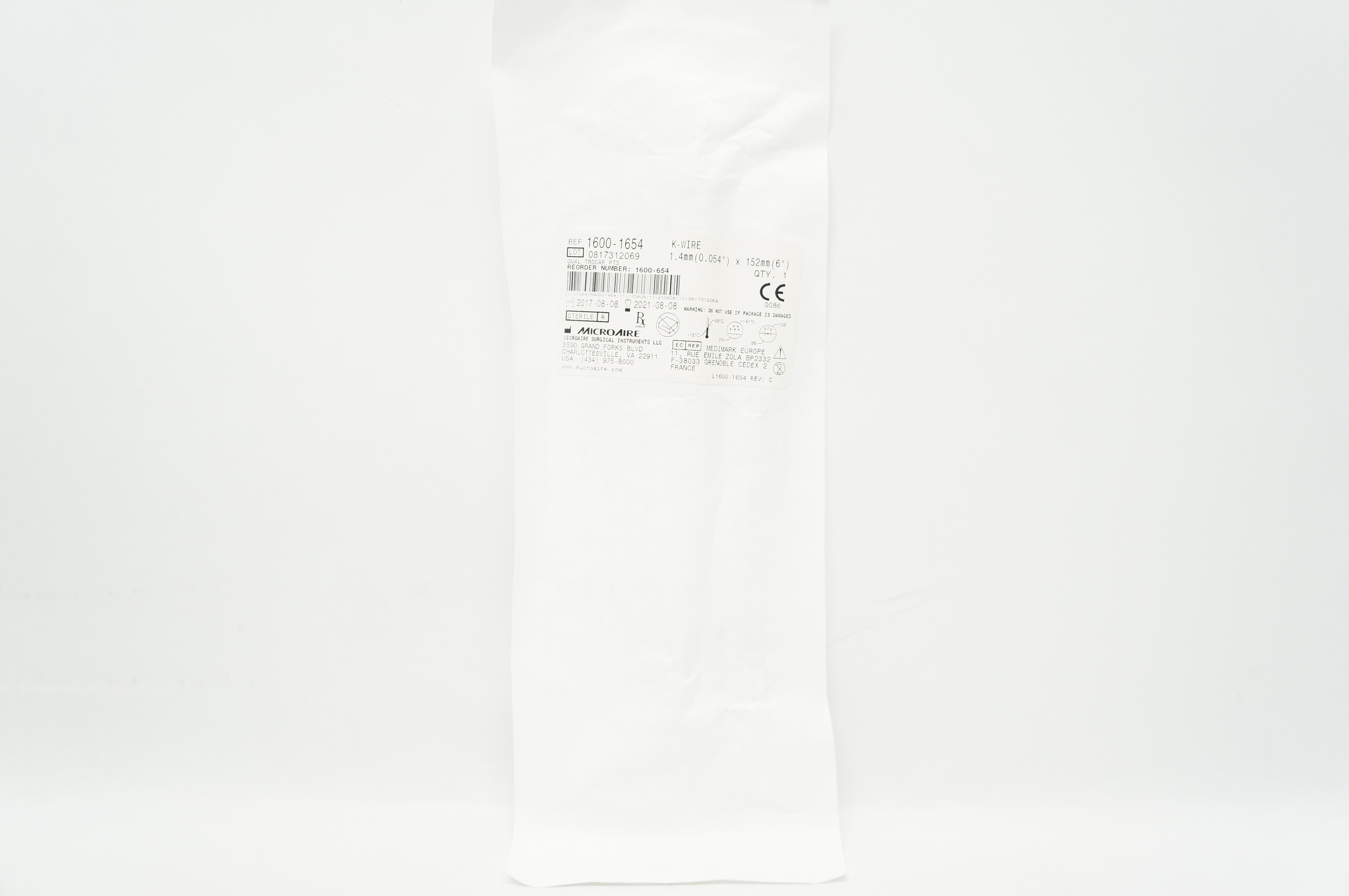 MicroAire 1600-1654 K-Wire 0.054inch x 6inch (x)