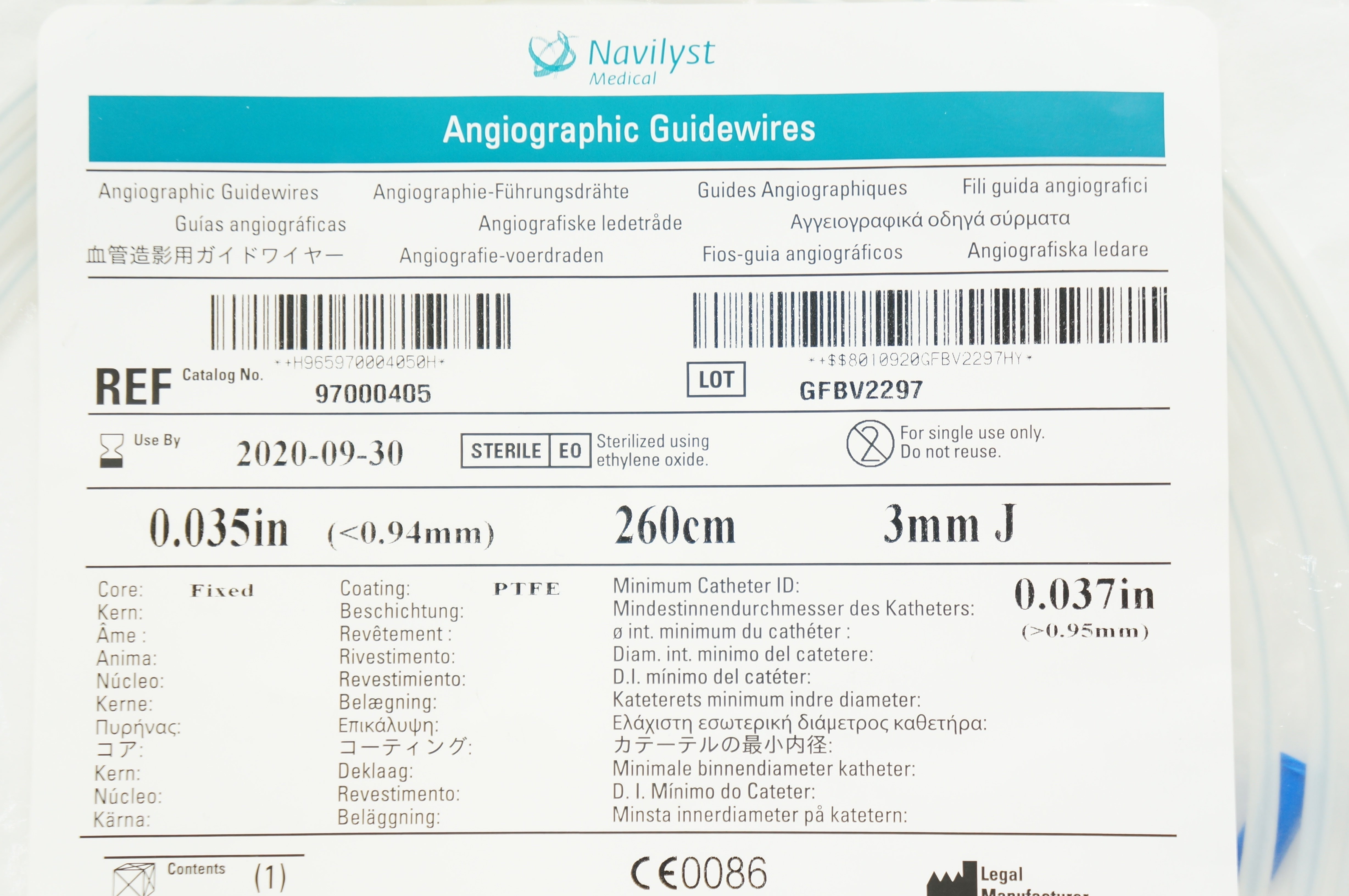 Navilyst Medical 97000405 Angiographic Guidewires 0.035in. x 260cm (x)