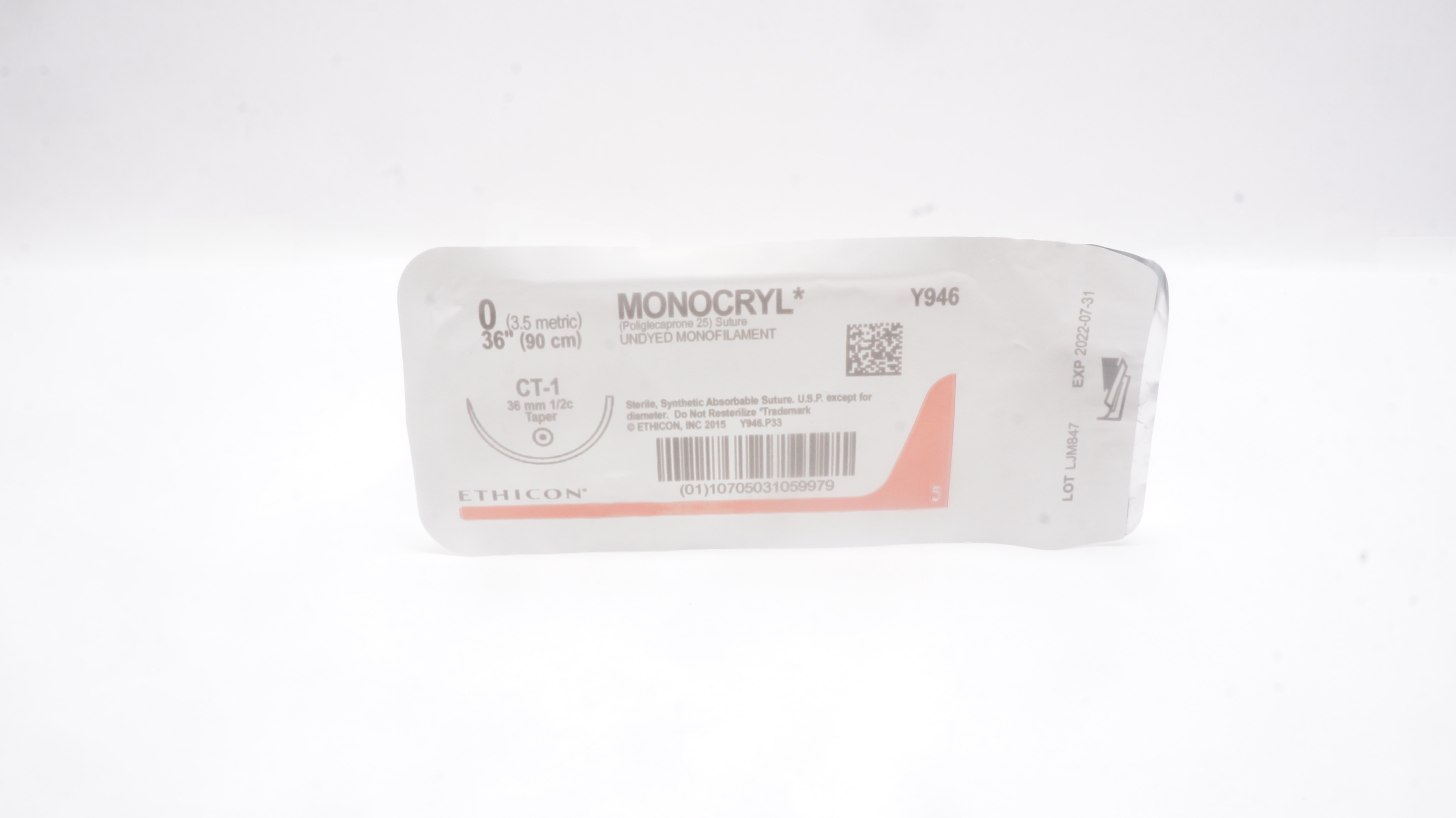 Ethicon Y946 0 MONOCRYL, CT-1, 36mm 1/2c Taper, 36inch (x)
