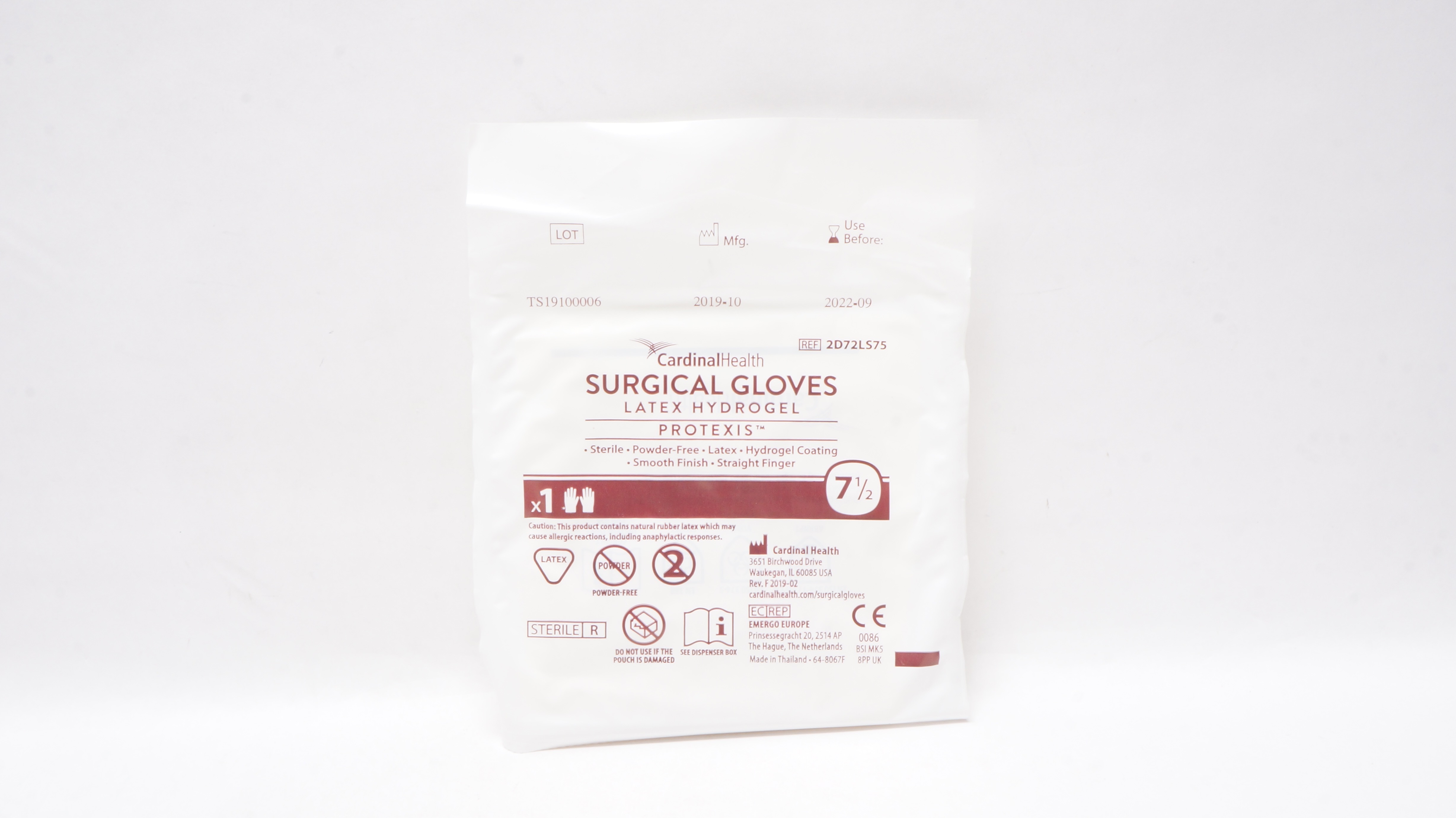Cardinal Health 2D72LS75 Protexis Latex Hydrogel Surgical Gloves Size 7