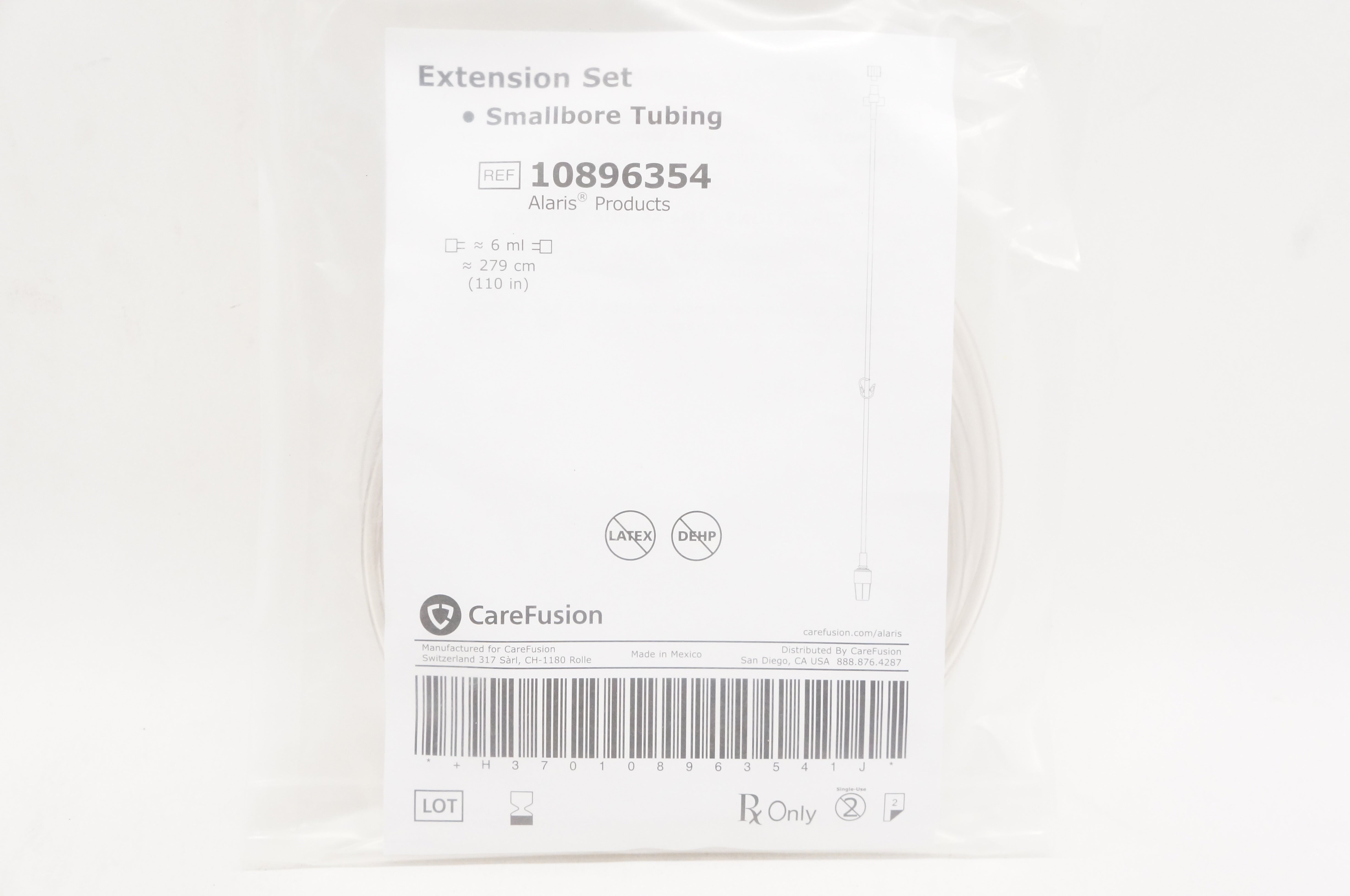 CareFusion 10896354 Alaris Extension Set Smallbore Tubing 6ml x 110inch (x)