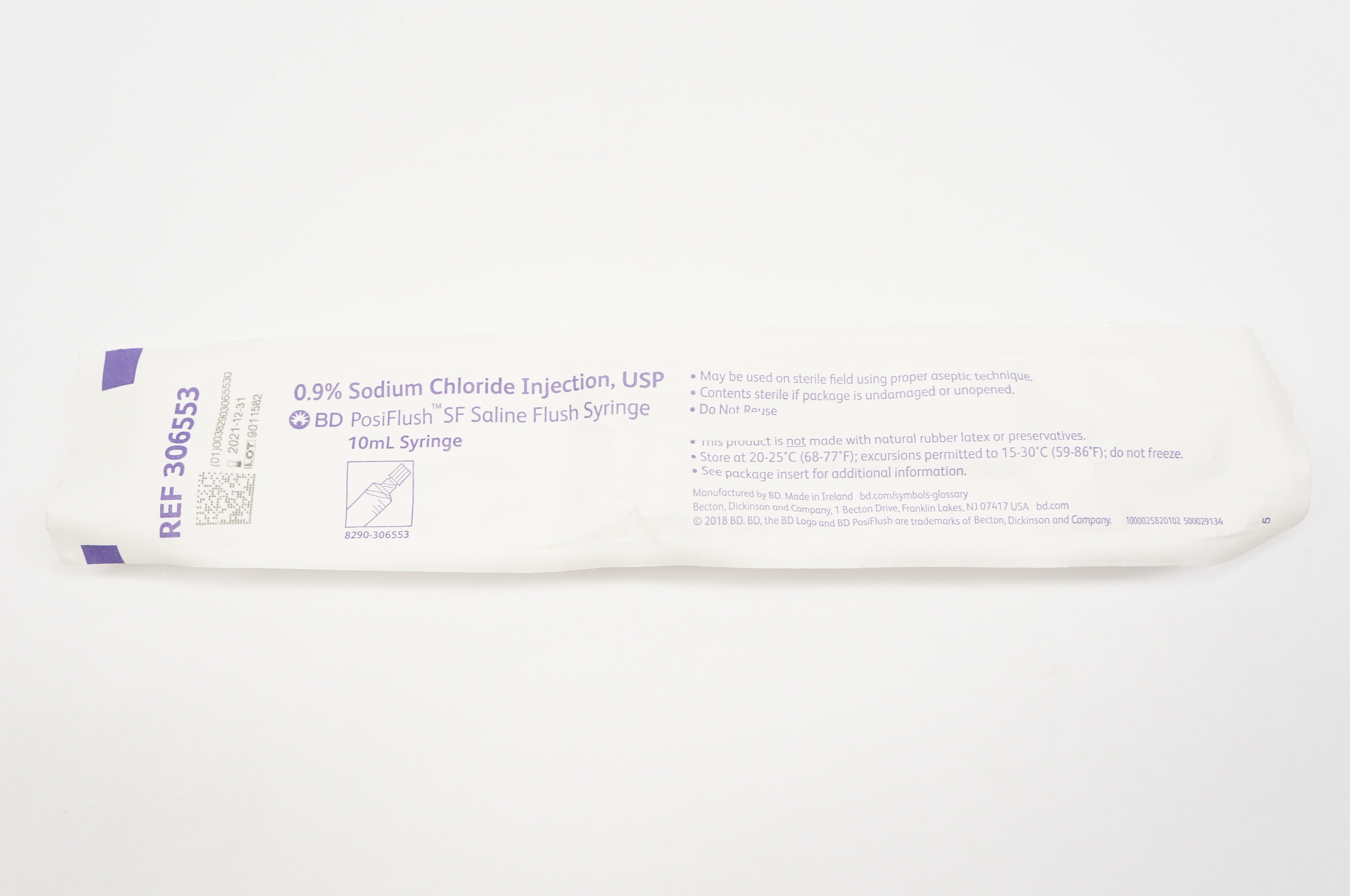 BD 306553 PosiFlush SF Saline Flush Syringe 10ml