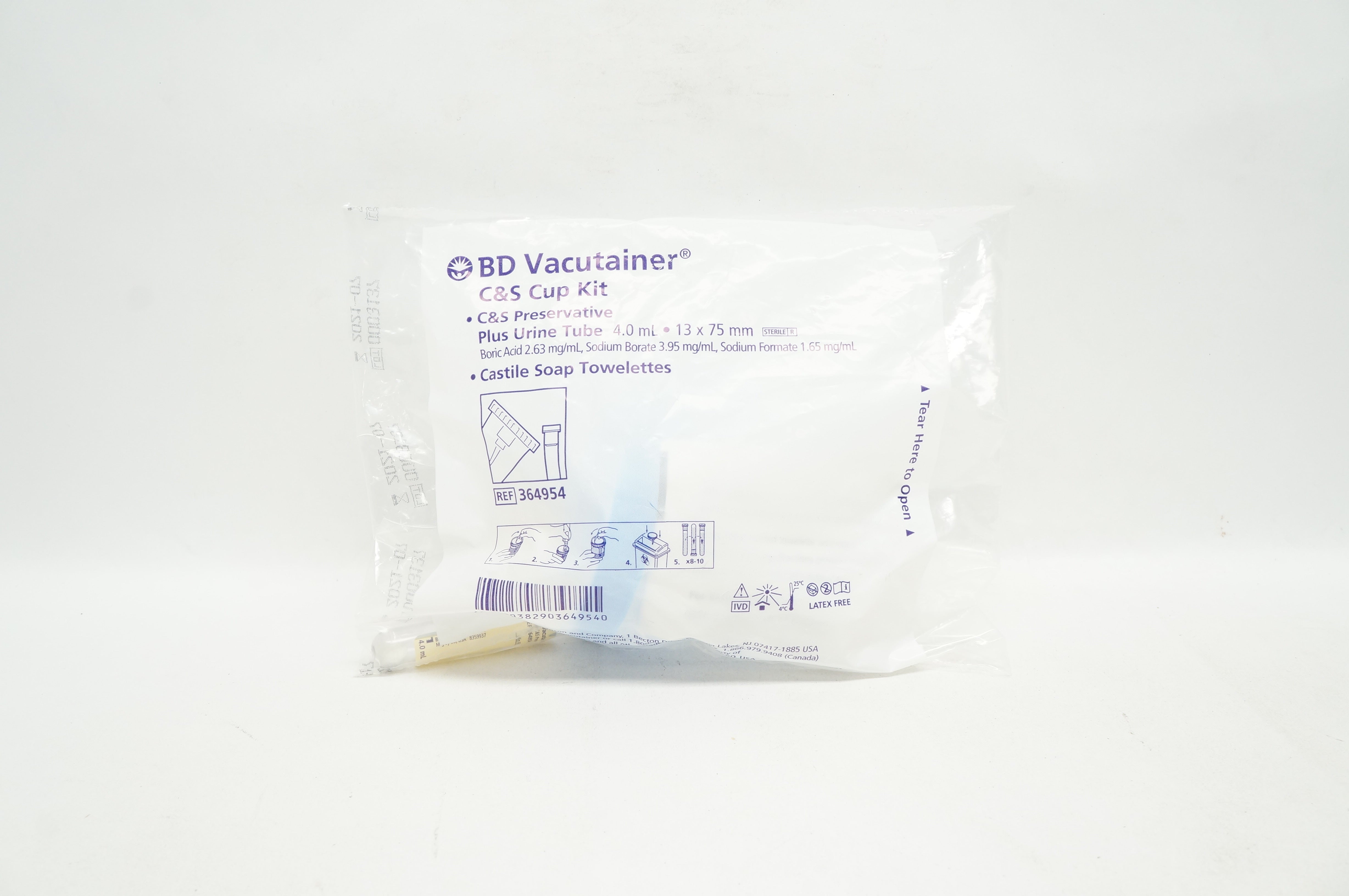 BD 364954 Vacutainer C&S Cup Kit 4.0mL, 13 x 75mm