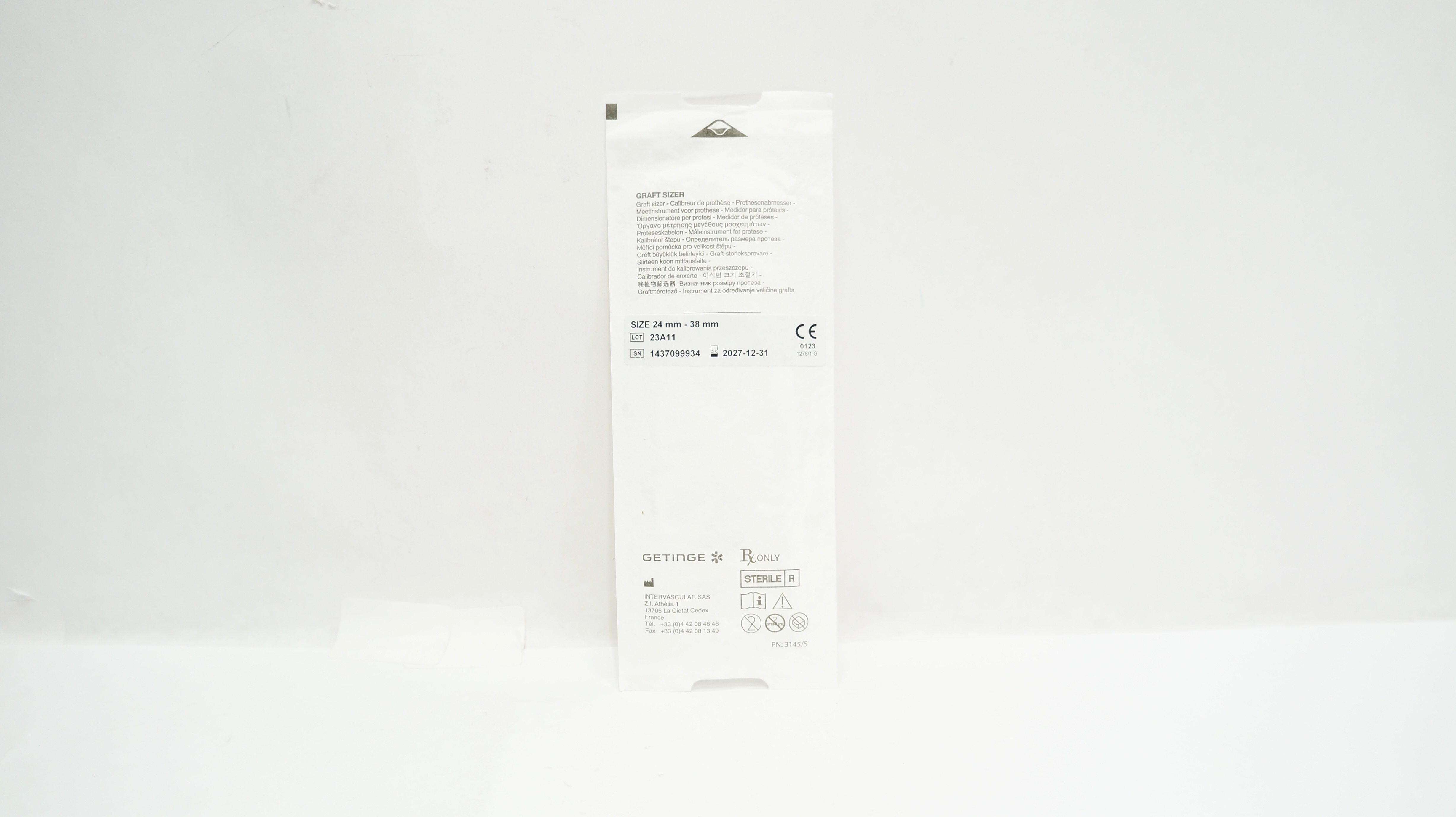 Intervascular SAS 1375989986 3145/5 Getinge Graft Sizer 24mm - 38mm