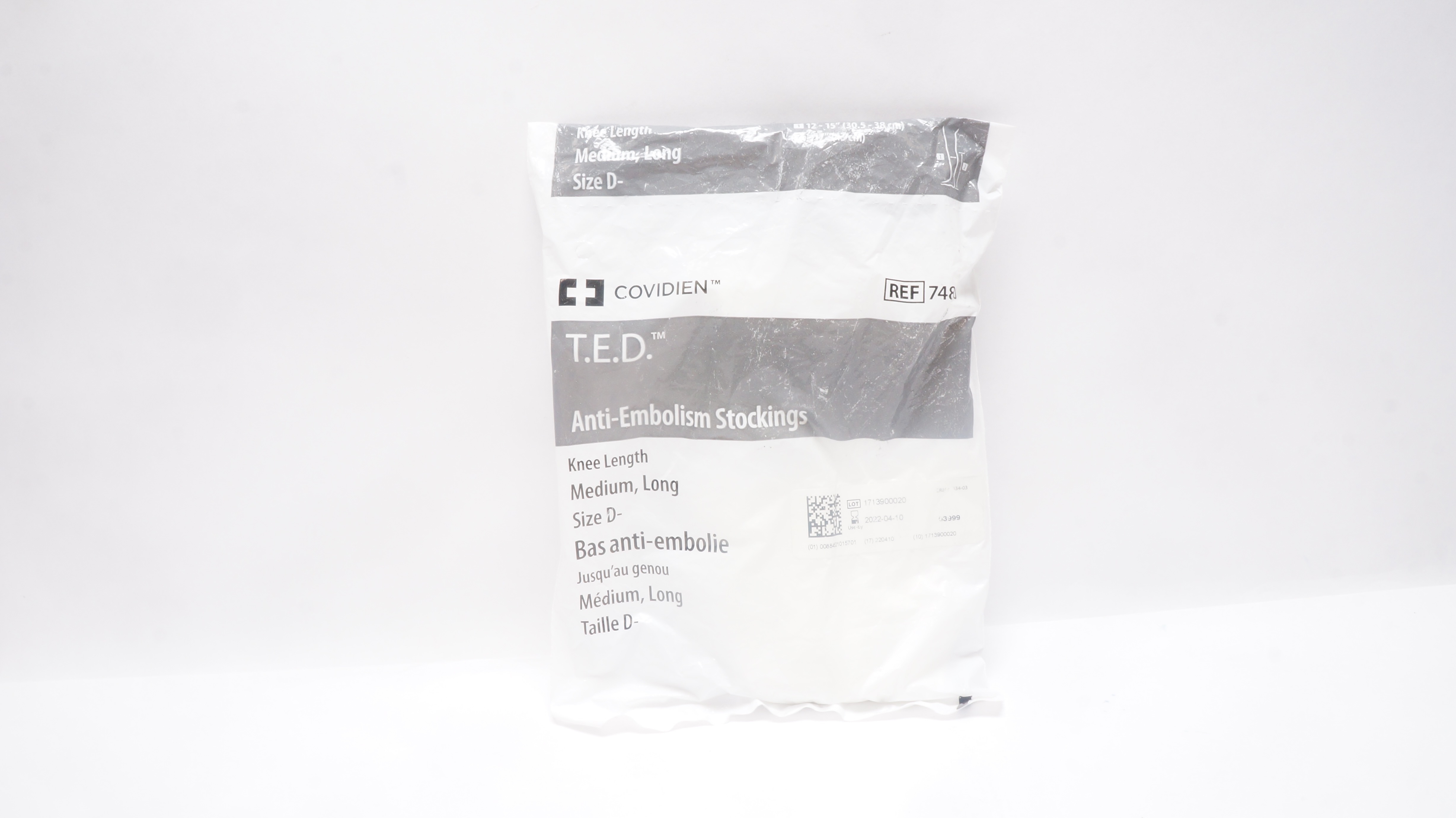 Covidien 7480 T.E.D. Anti-Embolism Stockings Knee Length Medium Long Size D (x)