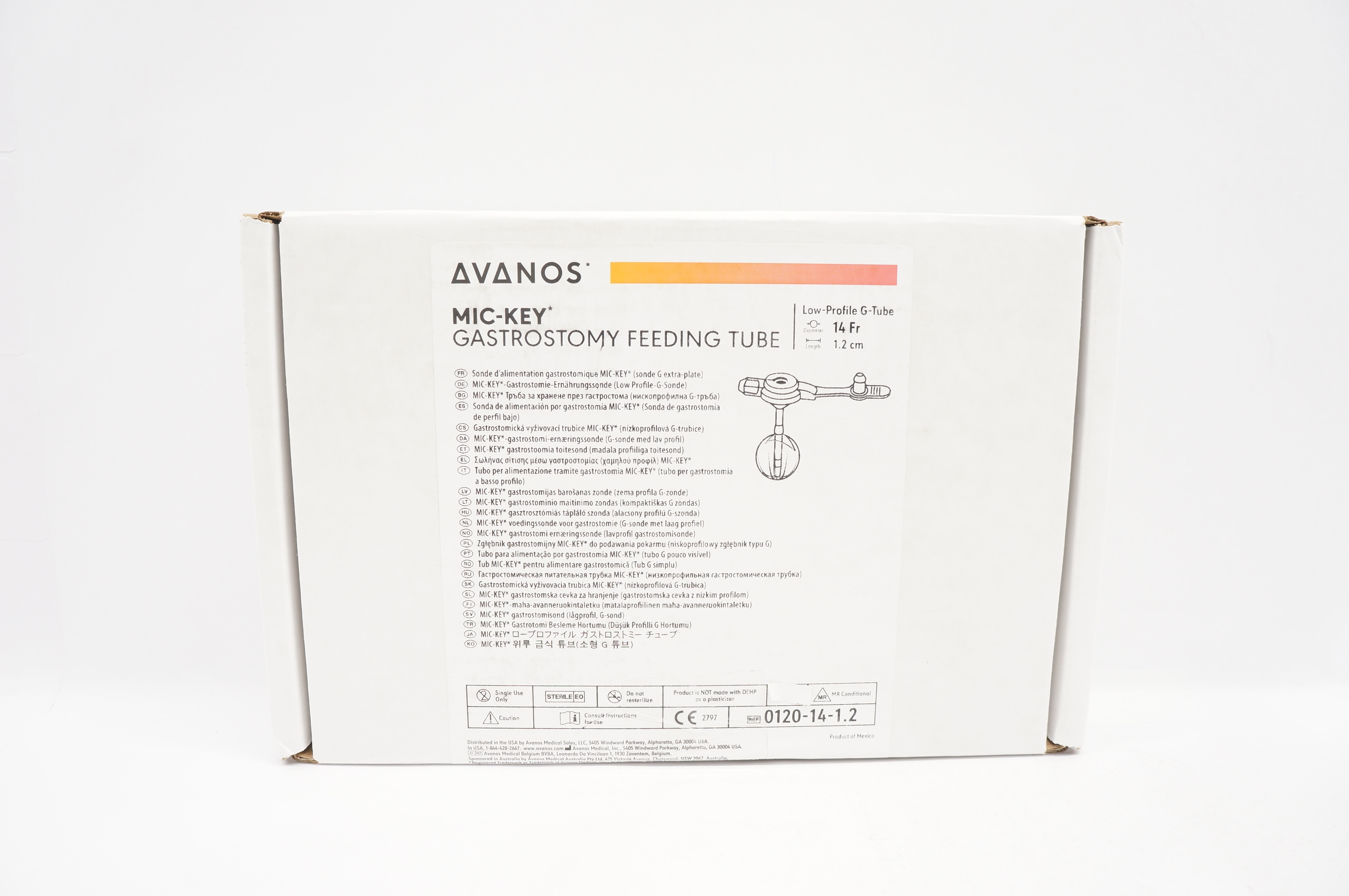 Avanos 0120-14-1.2 MIC-KEY Gastrostomy Feeding Tube 14Fr x 1.2cm (x)