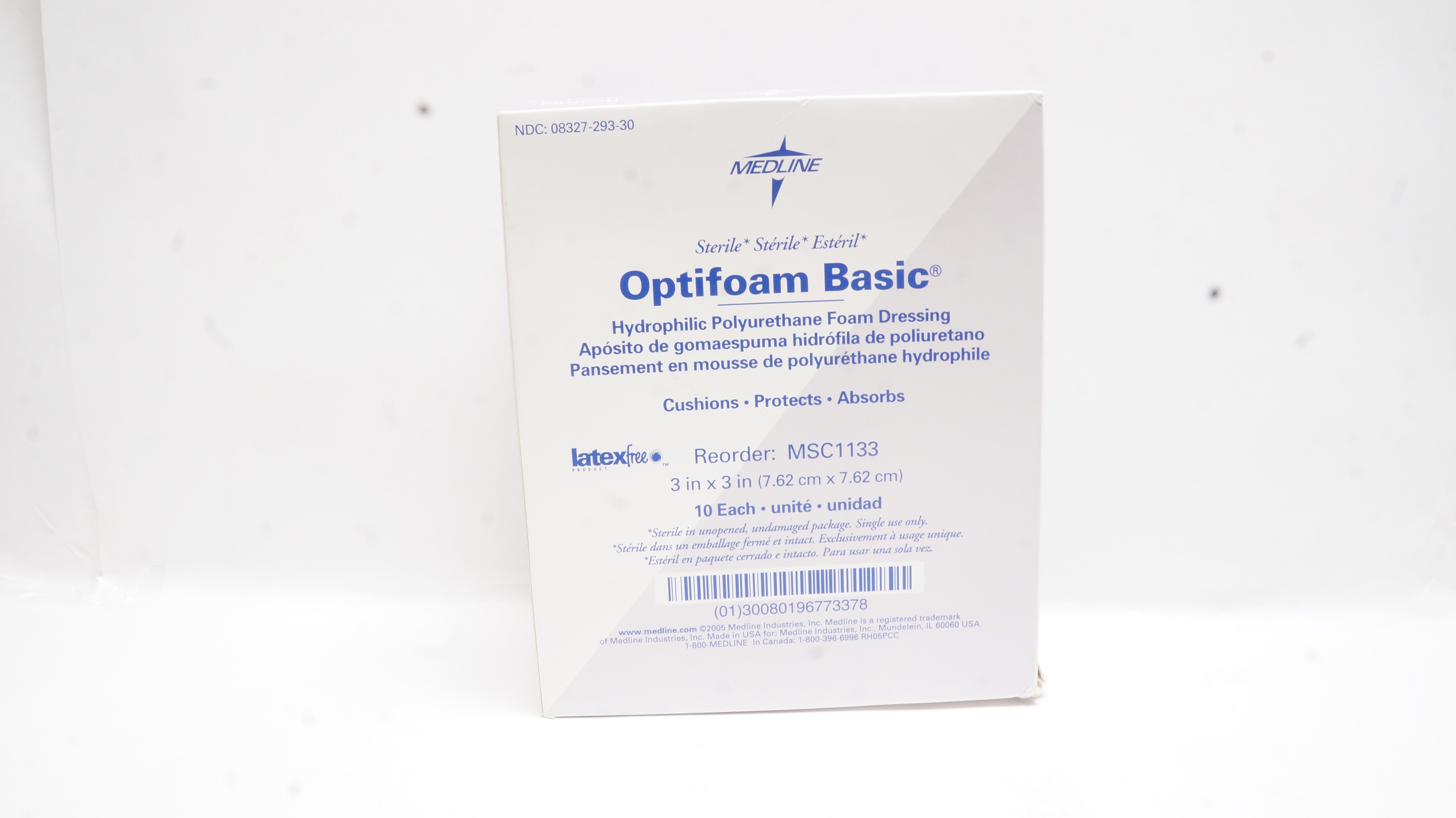 Medline MSC1133 Optifoam Basic Hydrophilic Foam Dressing 3 x 3 inch ...