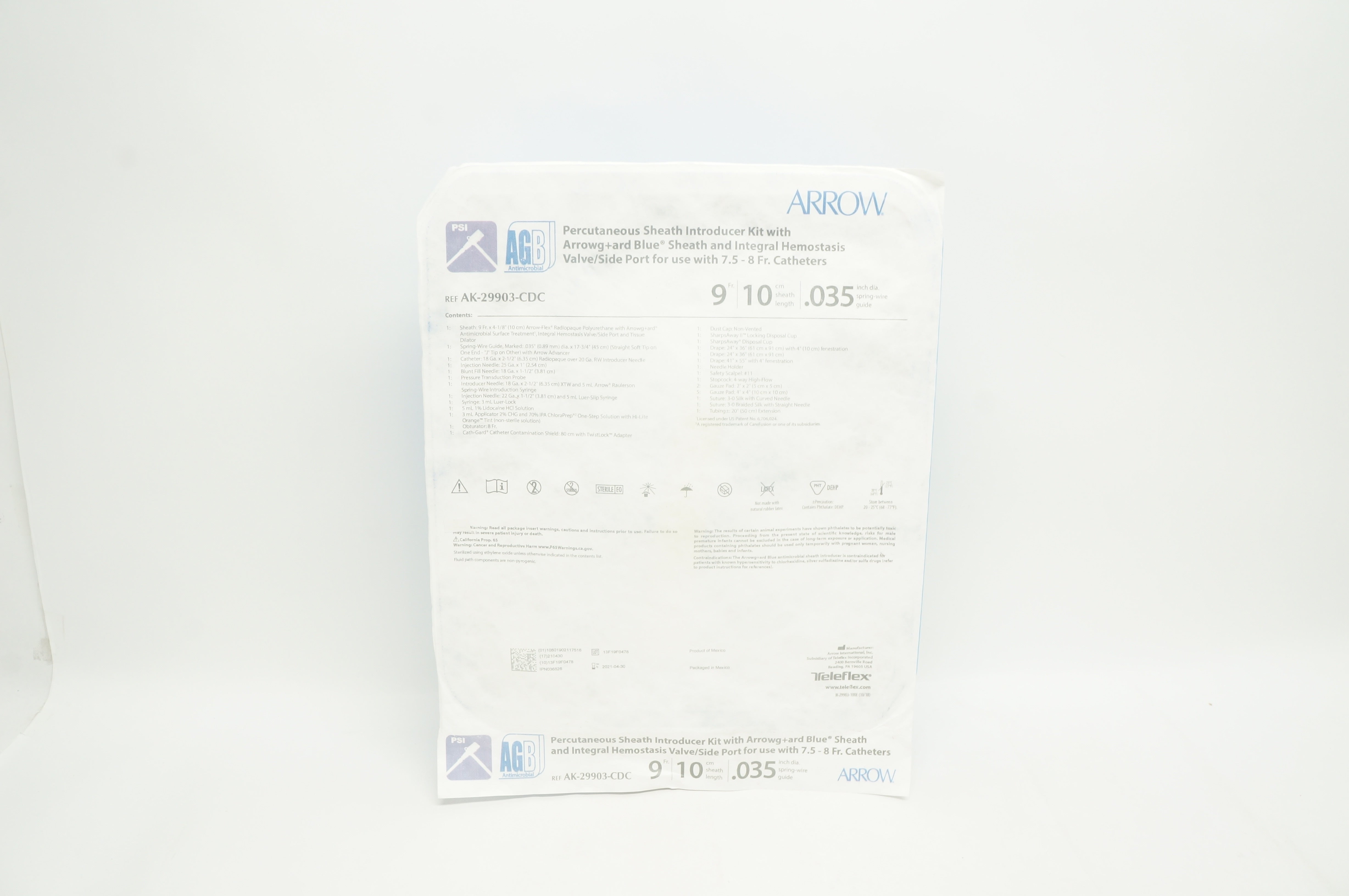 Arrow AK-29903-CDC Percutaneous Sheath Introducer Kit 9Fr x 10cm x .035inch (x)