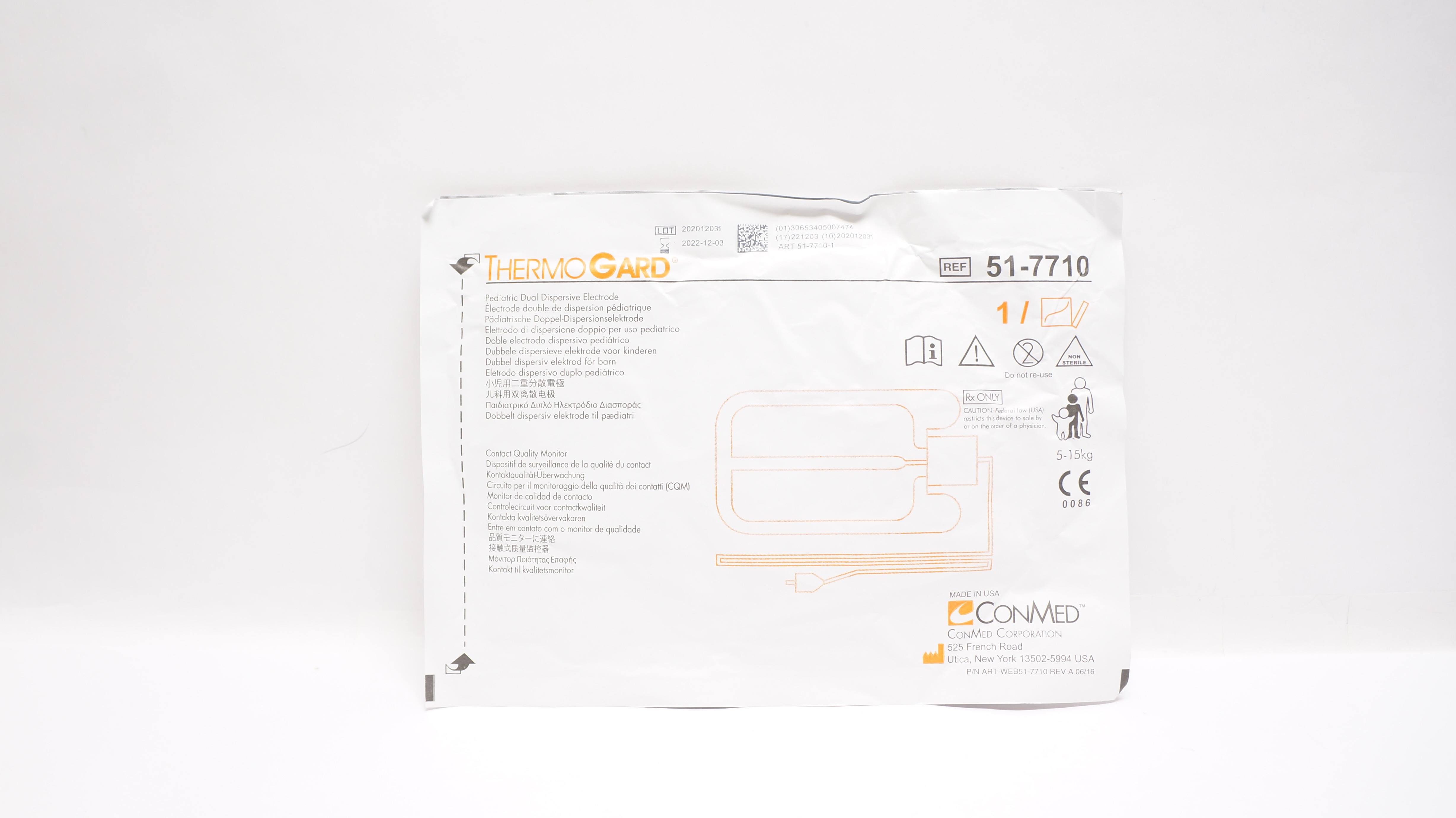 ConMed 51-7710 Thermo Gard Pediatric Dual Dispersive Electrode 5-15kg (x)