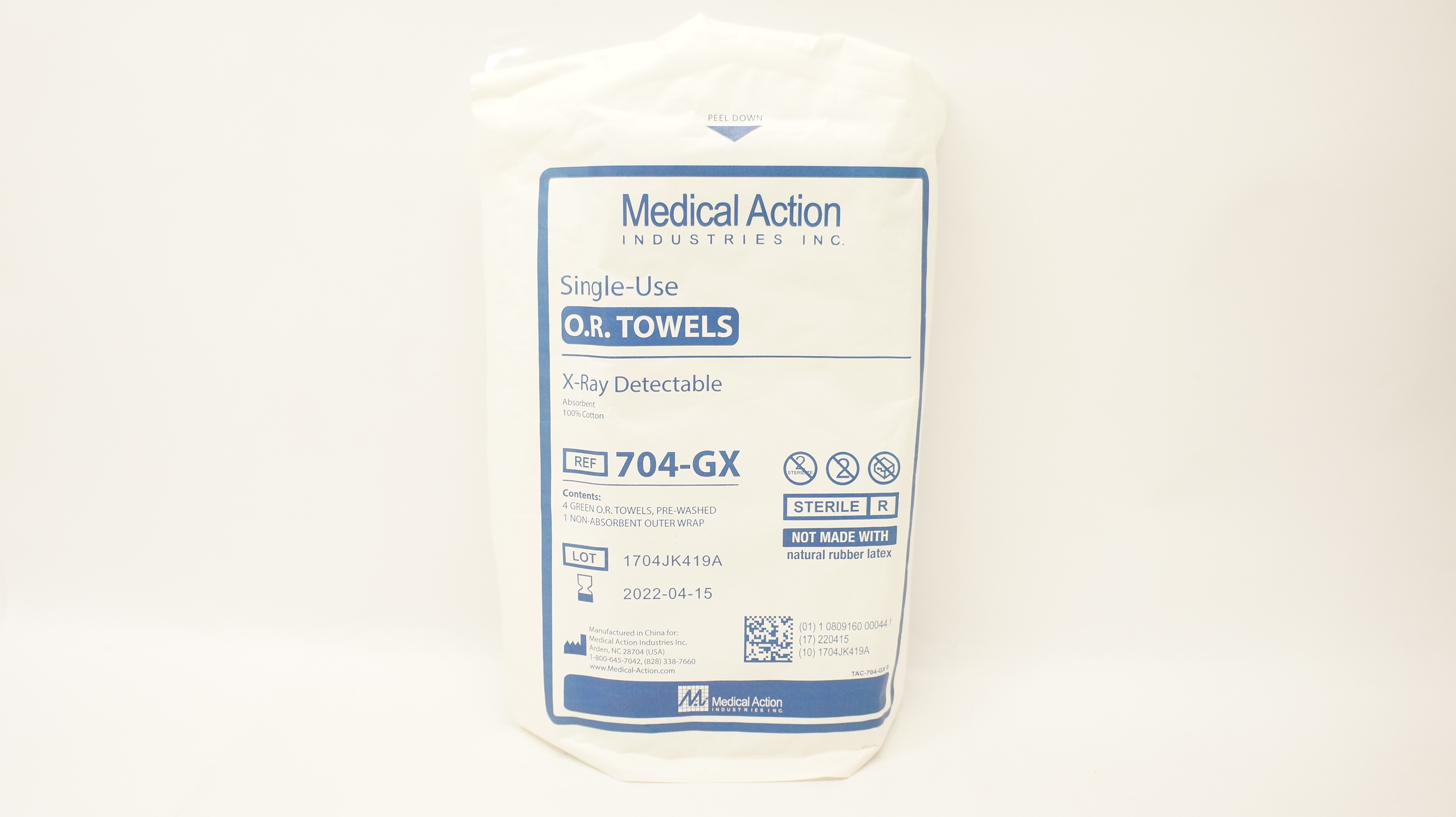 Medical Action 704-GX O.R. Towels X-Ray Decectable - Pack of 4