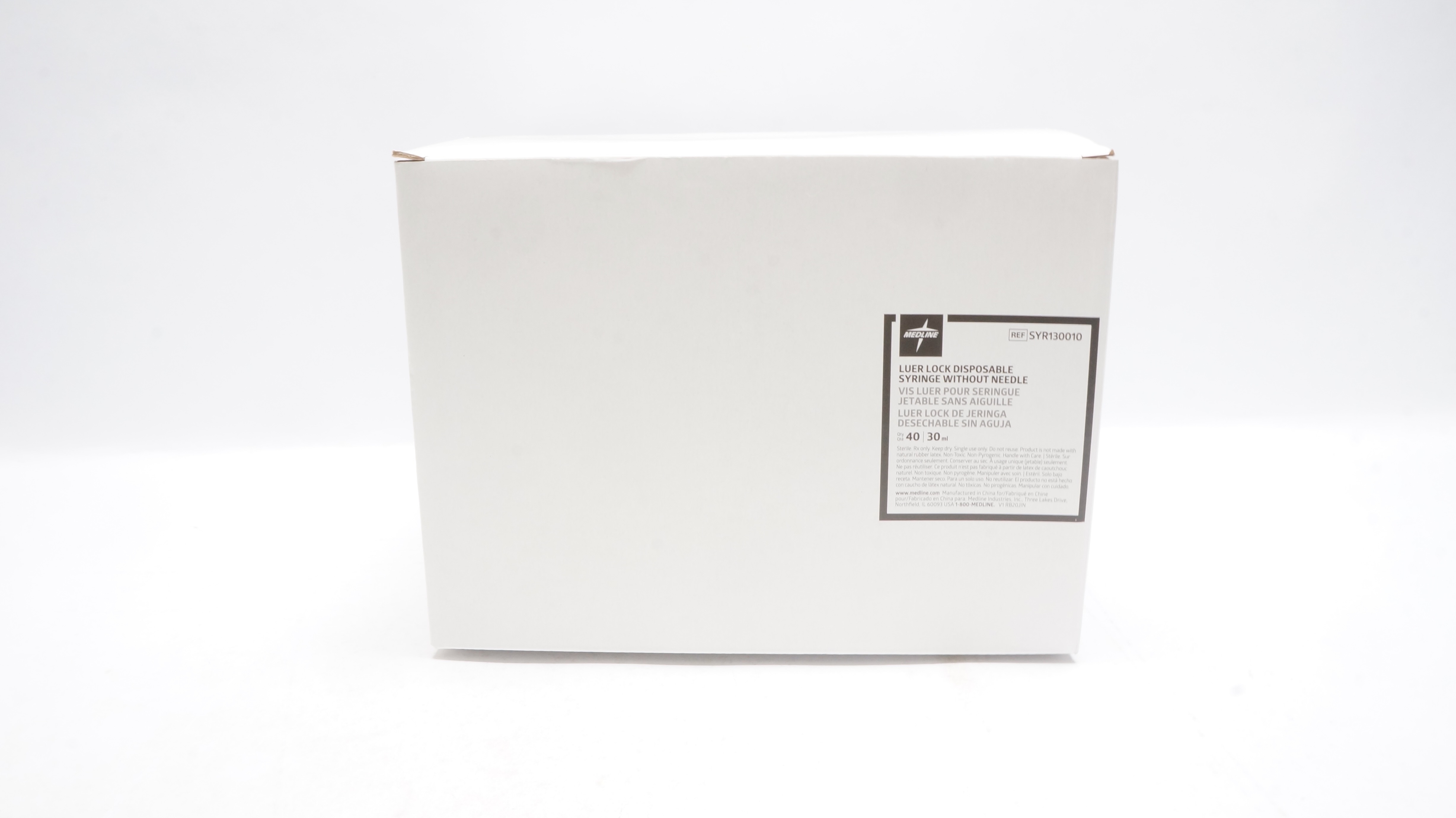 Medline SYR130010 Luer Lock Disposable Syringe Without Ndle 30ml - Box of 40
