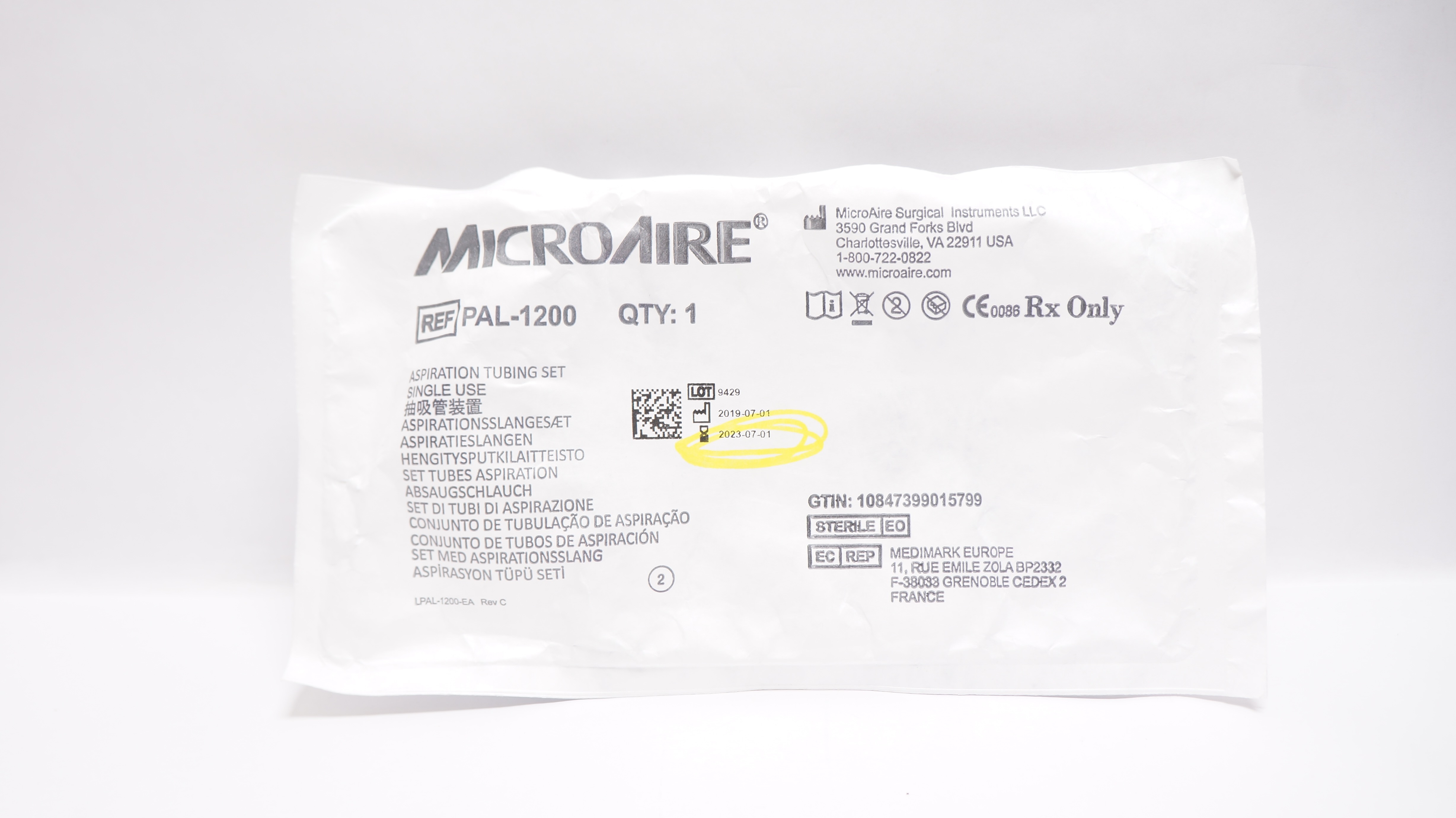 MicroAire Surgical PAL1200 Aspiration Tubing Set (x)