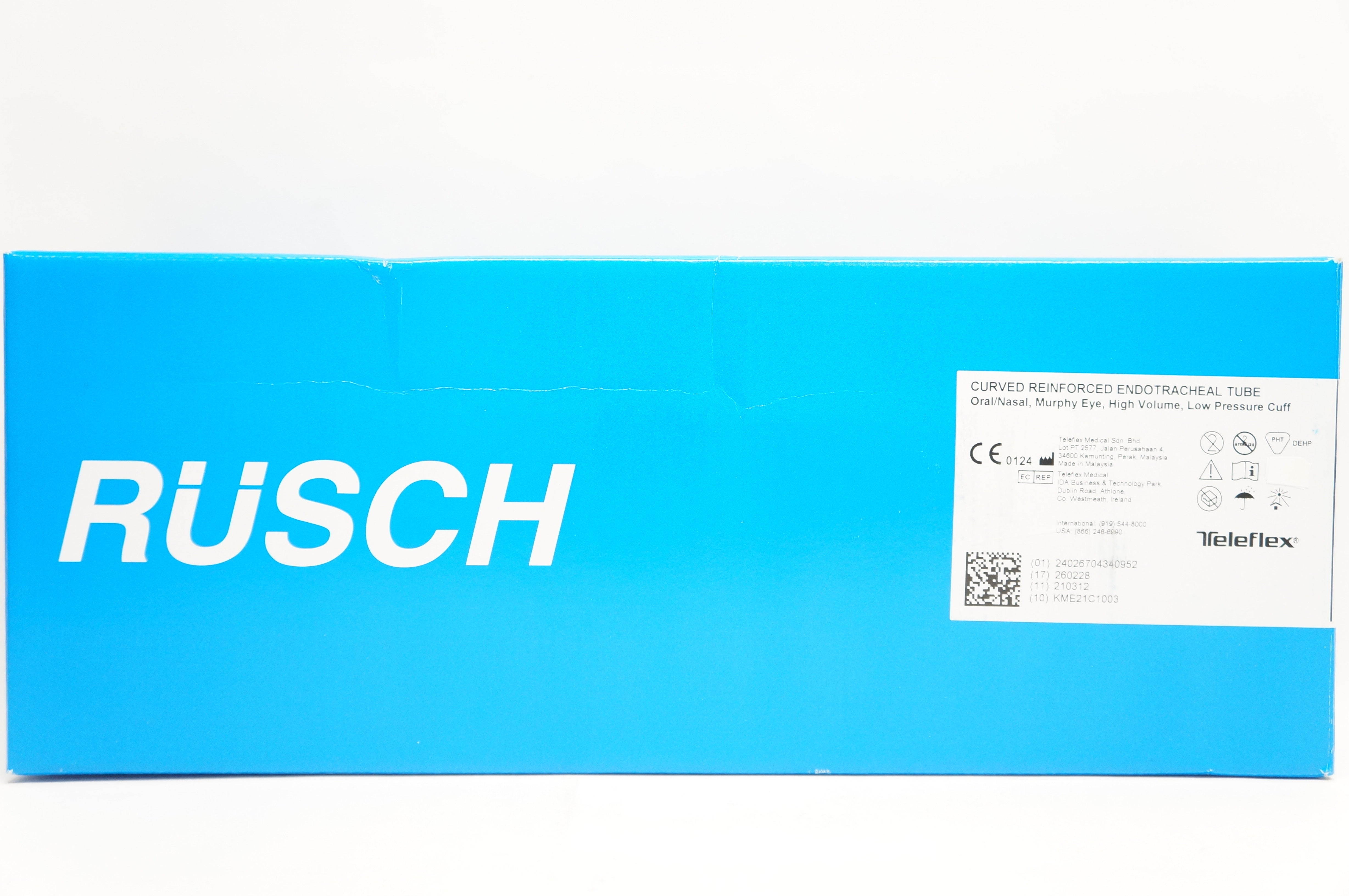 Rusch 103902065 Curved Reinforced Endotracheal Tube 6.5 x 9.0 x 25mm - Box of 5