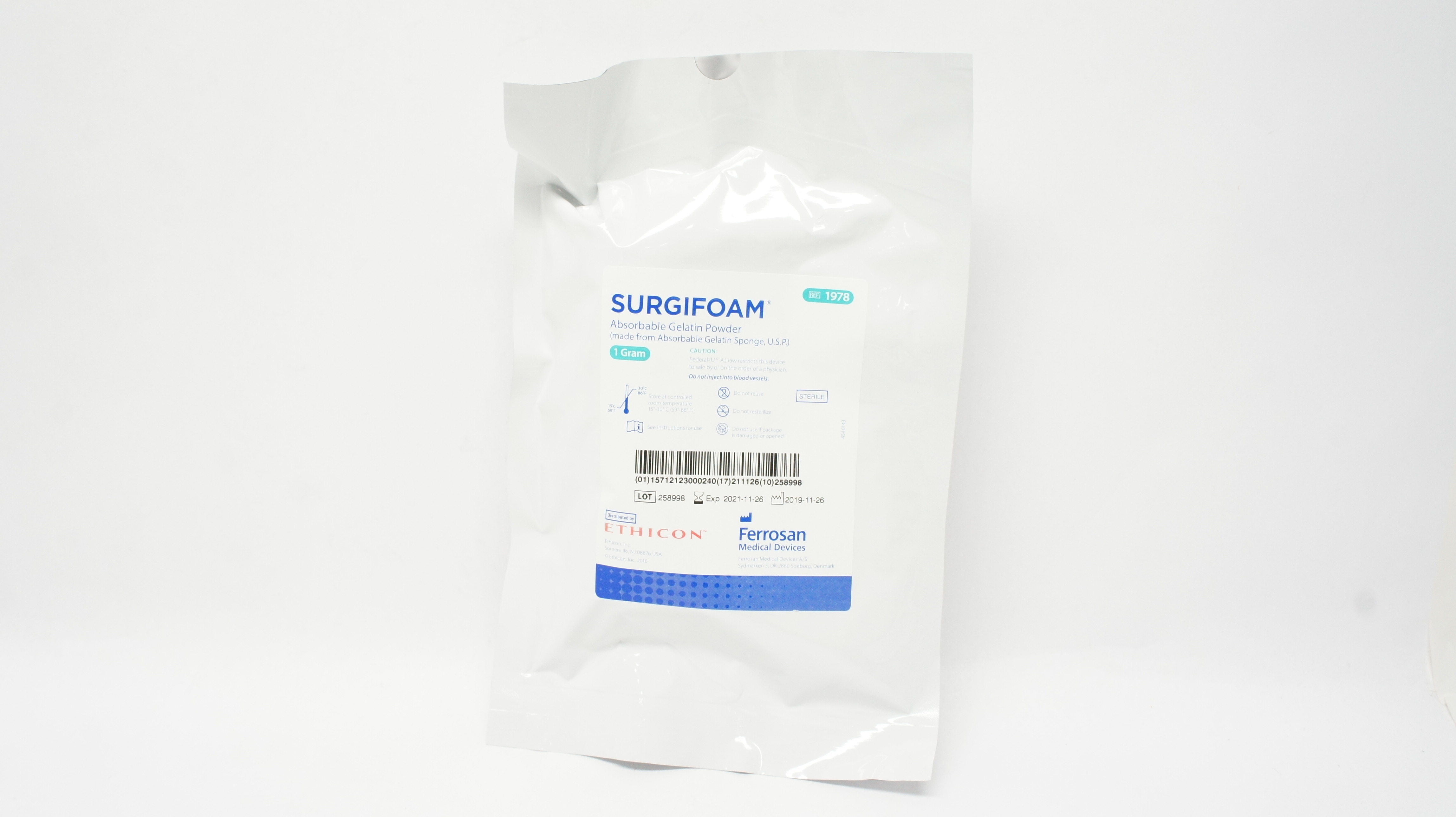 Ferrosan Medical 1978 Ethicon Surgifoam Absorbable Gelatin Powder 1 Gram (x)