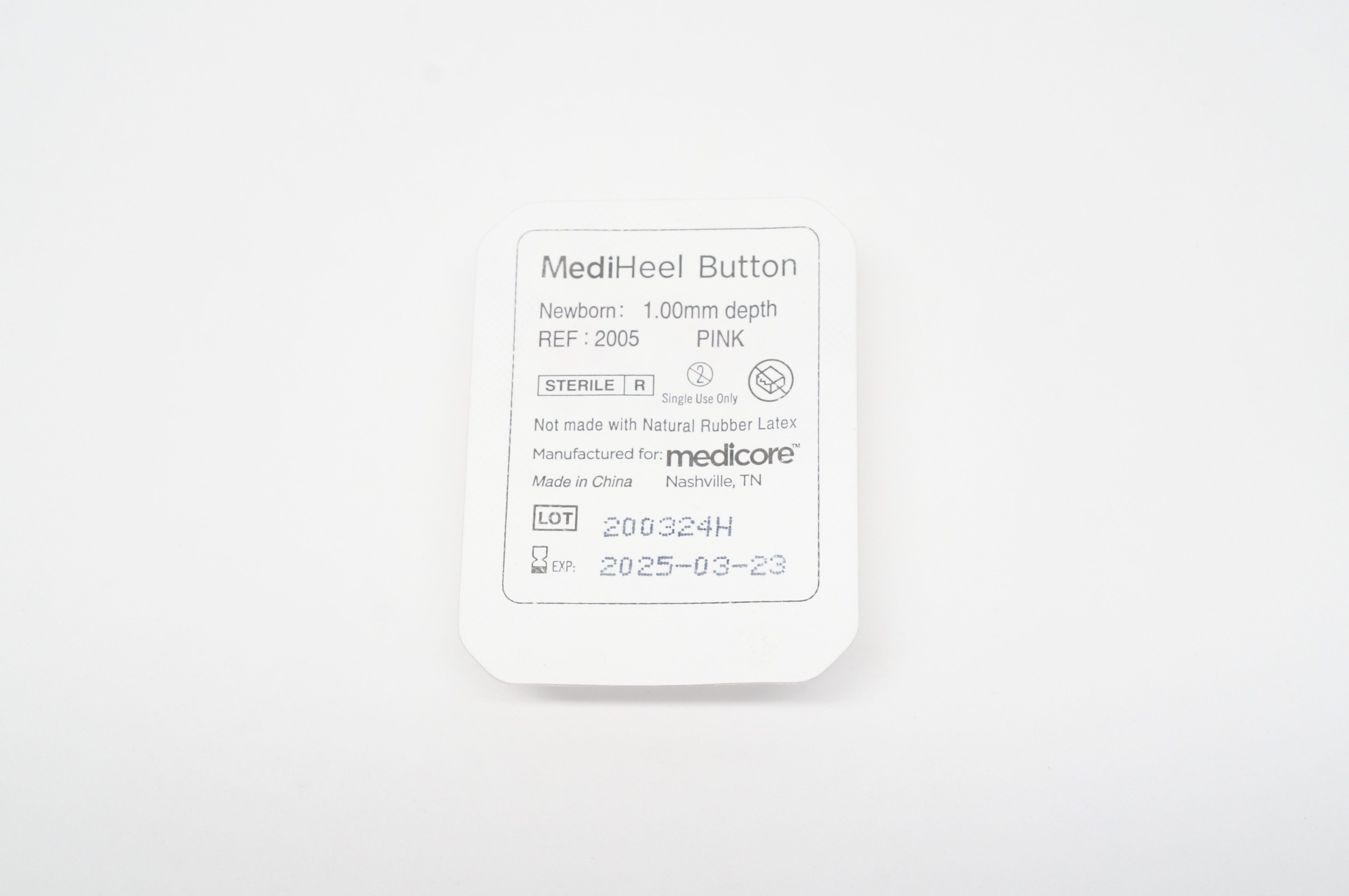 Medicore 2005 MediHeel Button 1.00mm depth Pink