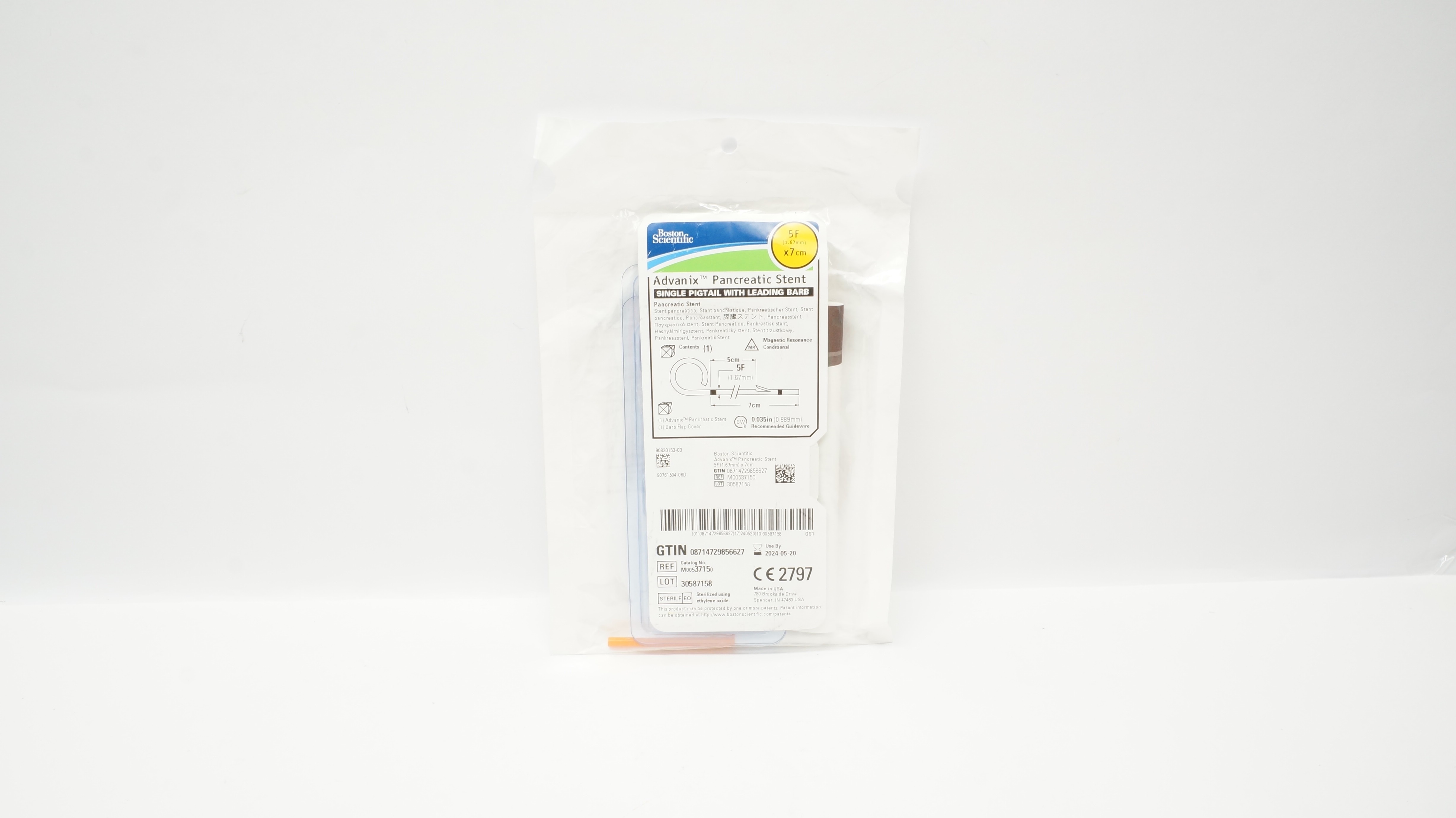 Bost1on Scientific M00537150 Advanix Pancreatic Stnt Single Pigtail 5F x 7cm (x)