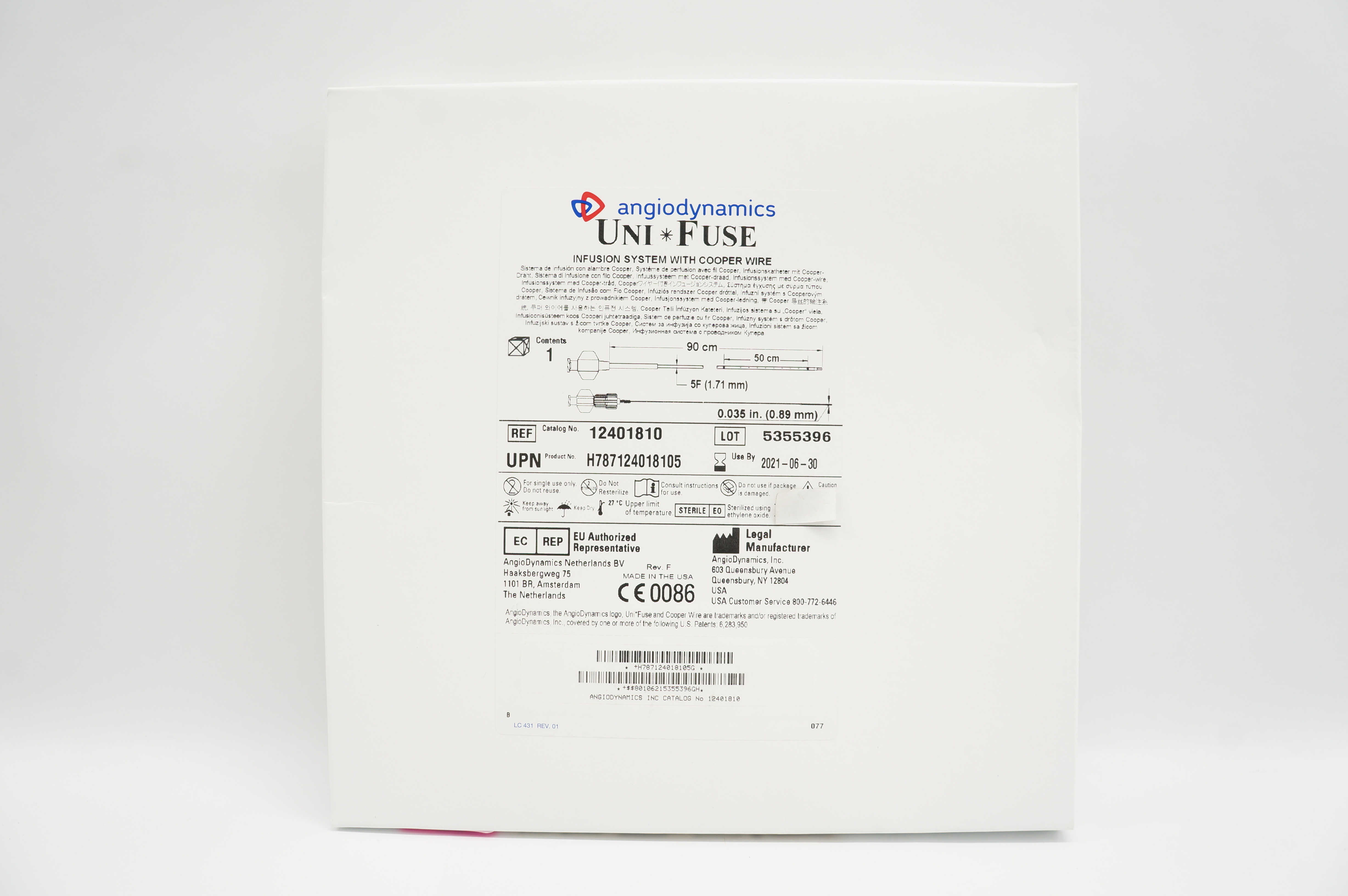 Angiodynamics 12401810 Uni Fuse Infusion System 90 x 50cm x 5F x 0.035