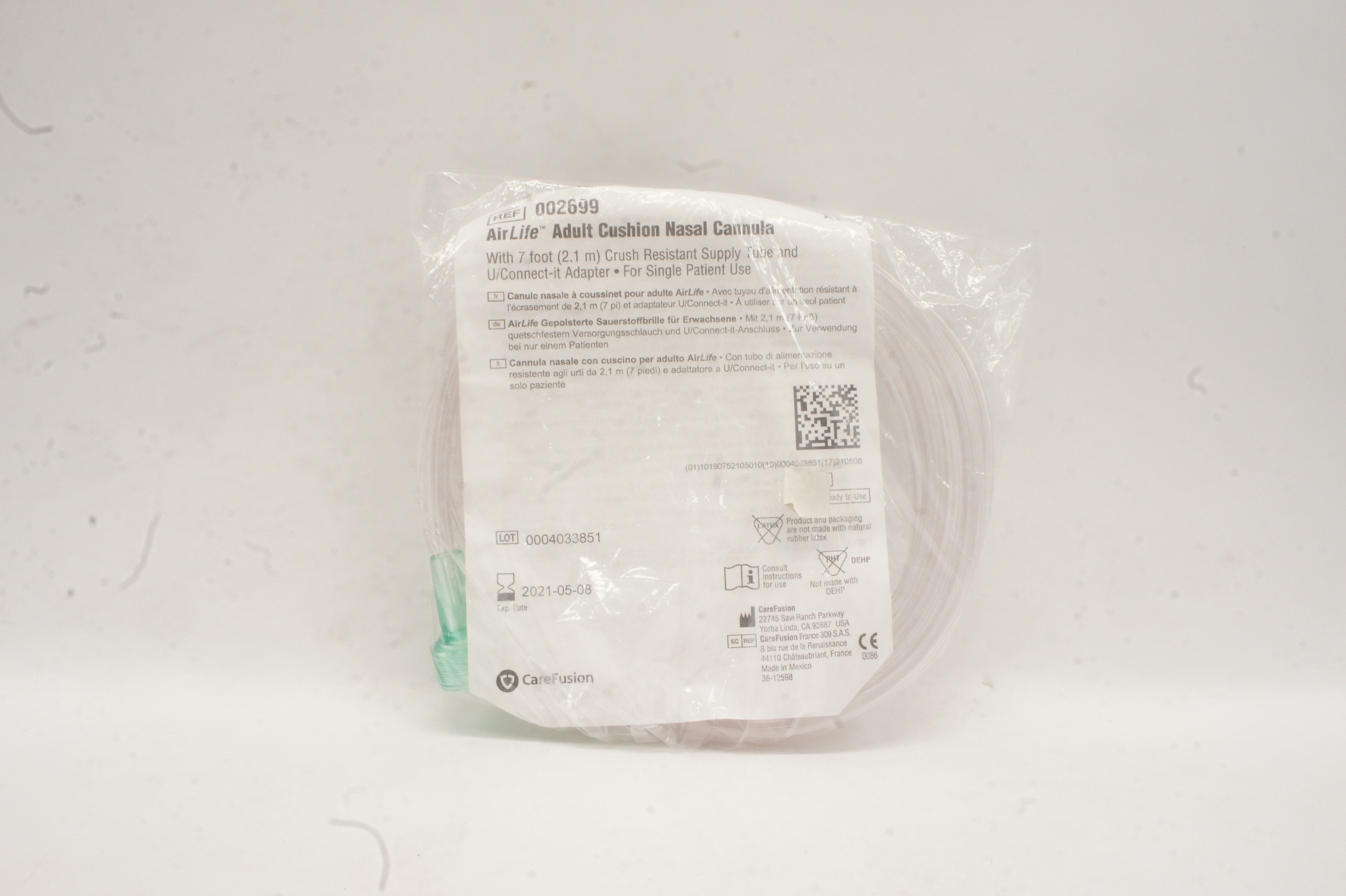 CareFusion 002699 AirLife Adult Cushion Nasal Cannula w/7ft. Supply Tube (x)