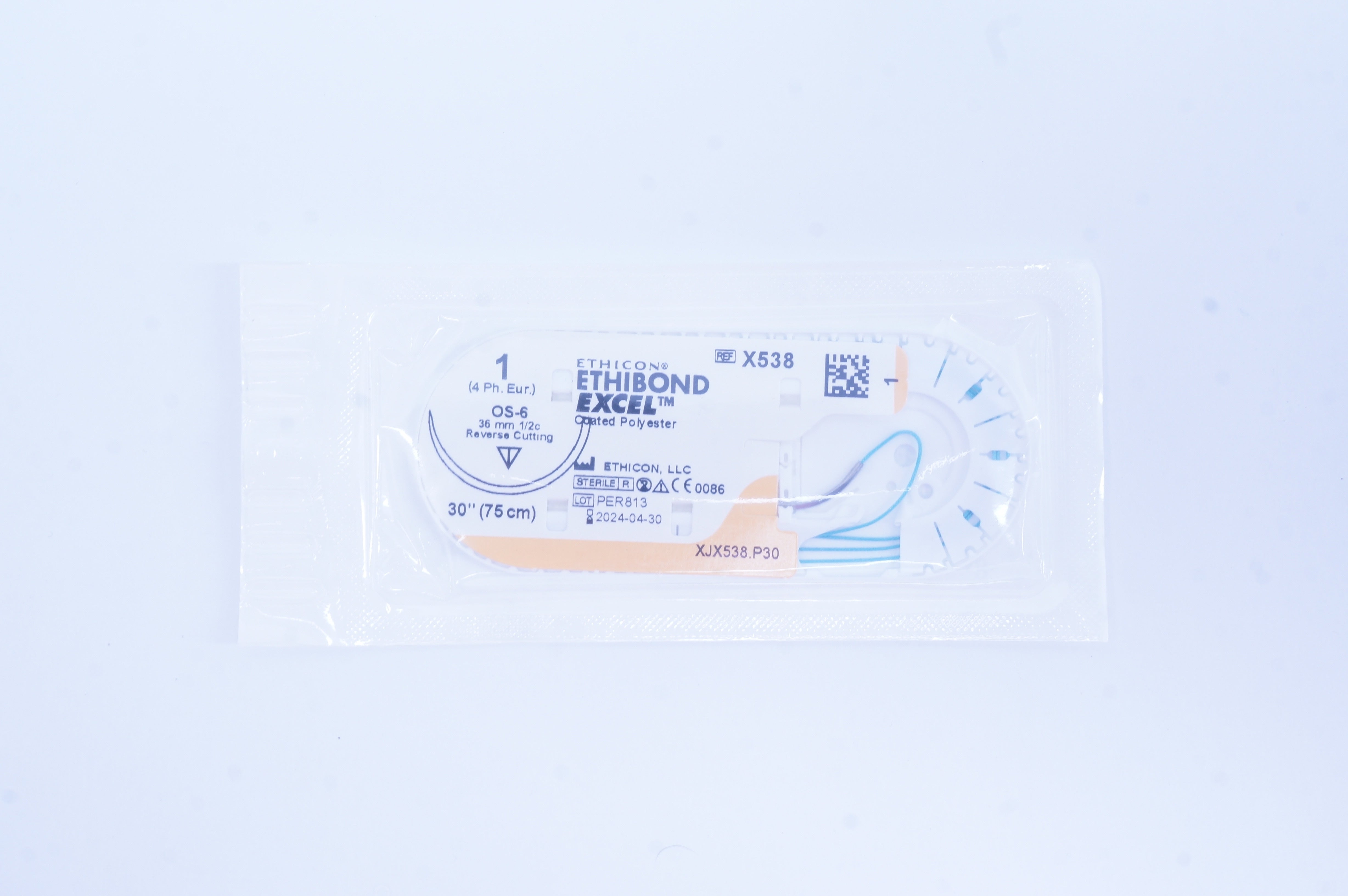 Ethicon X538 1 Ethibond Excel OS-6 36mm 1/2c Reverse Cutting, 30 inch