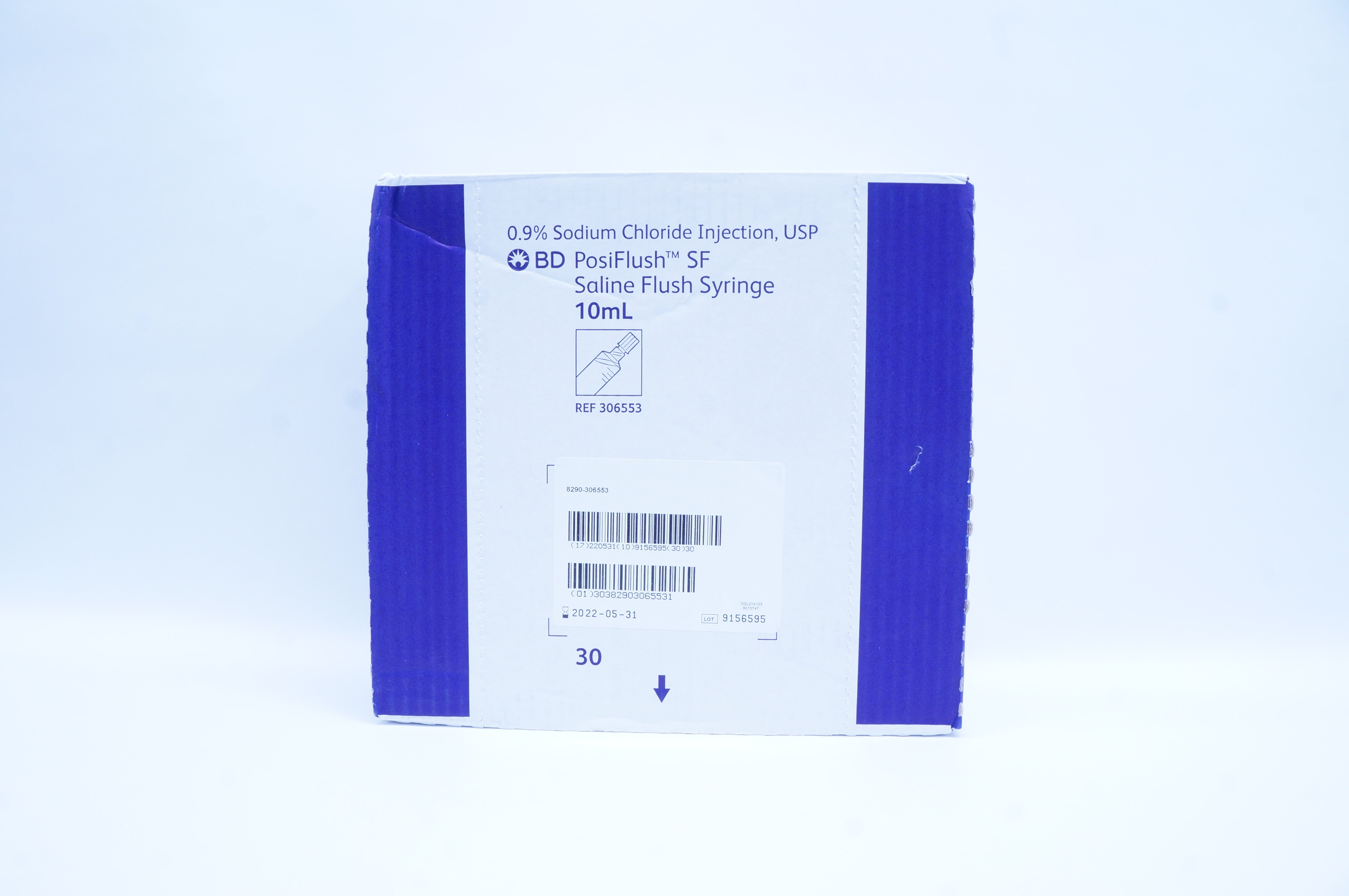 BD 306553 PosiFlush SF Syringe 10mL Sodium Chloride Injection, USP - Box of 30