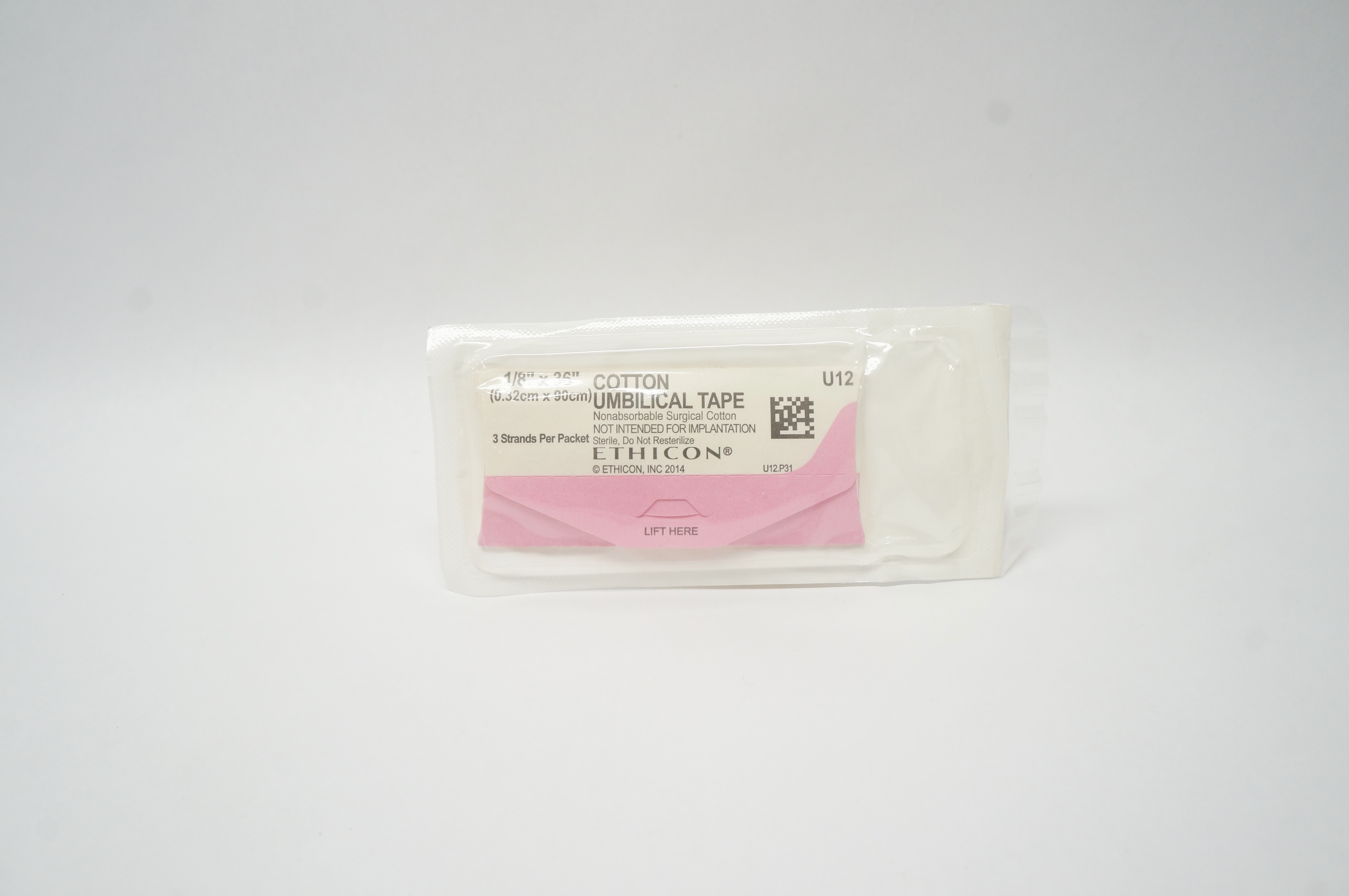Ethicon U12 3x Cotton Umbilical Tape 1/8inch x 36inch