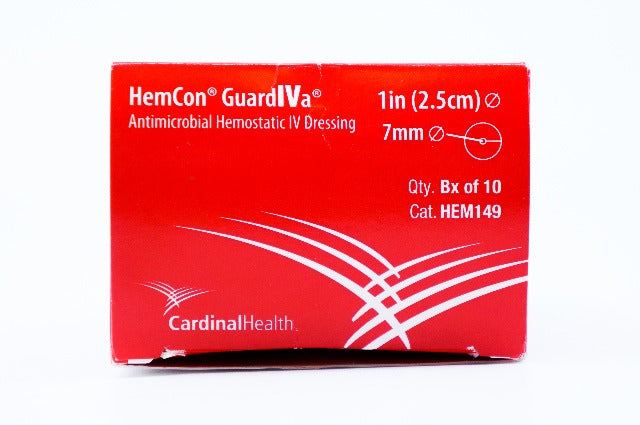 Cardinal Health HEM149 HemCon Hemostatic IV Dressing 1inch x 7mm ~ Box of 10 (x)
