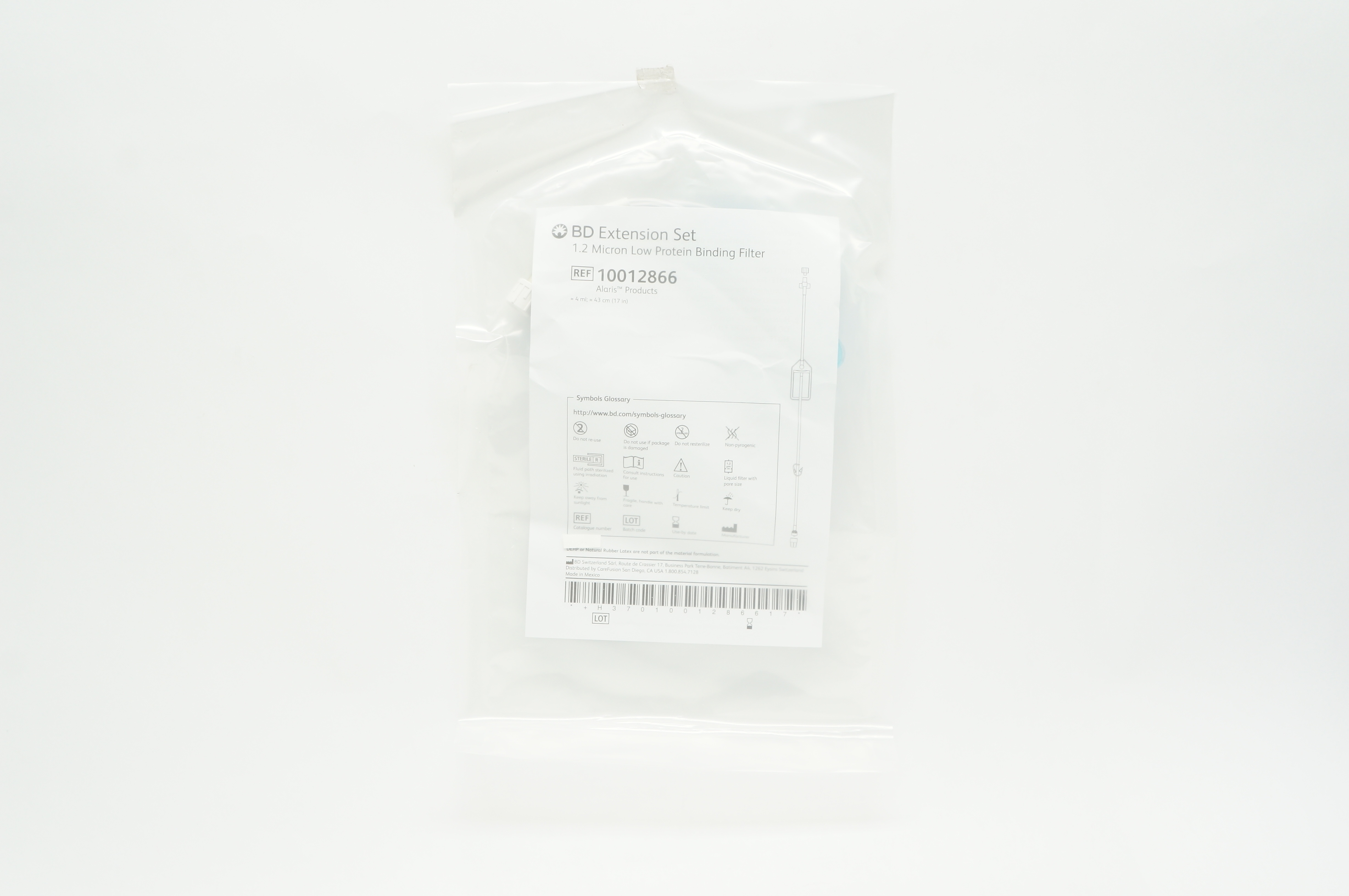 BD 10012866 Alaris Extension Set, 4ml x 17inch