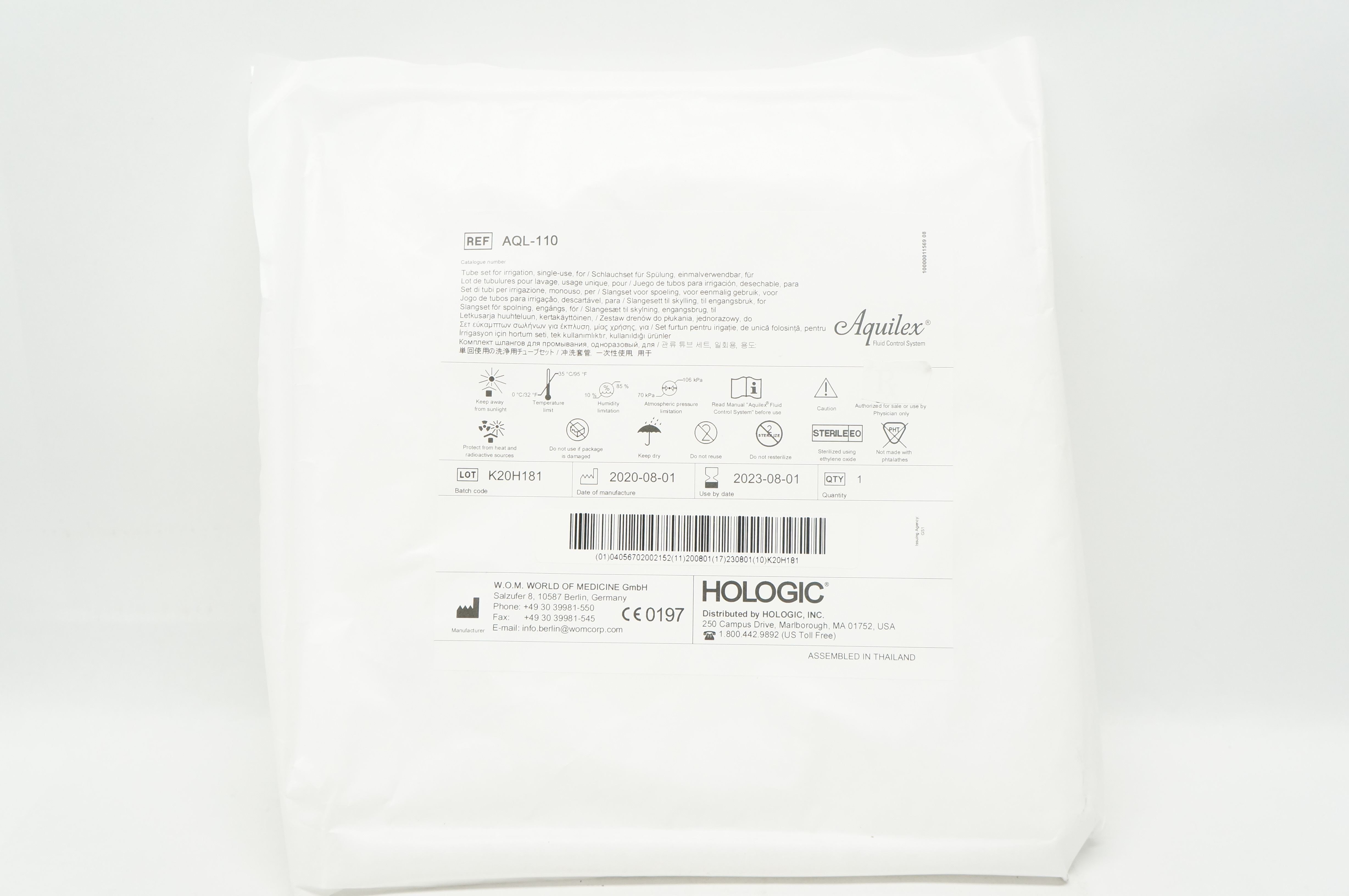 W.O.M. AQL-110 Hologic Aquilex Tube Set For Irrigation