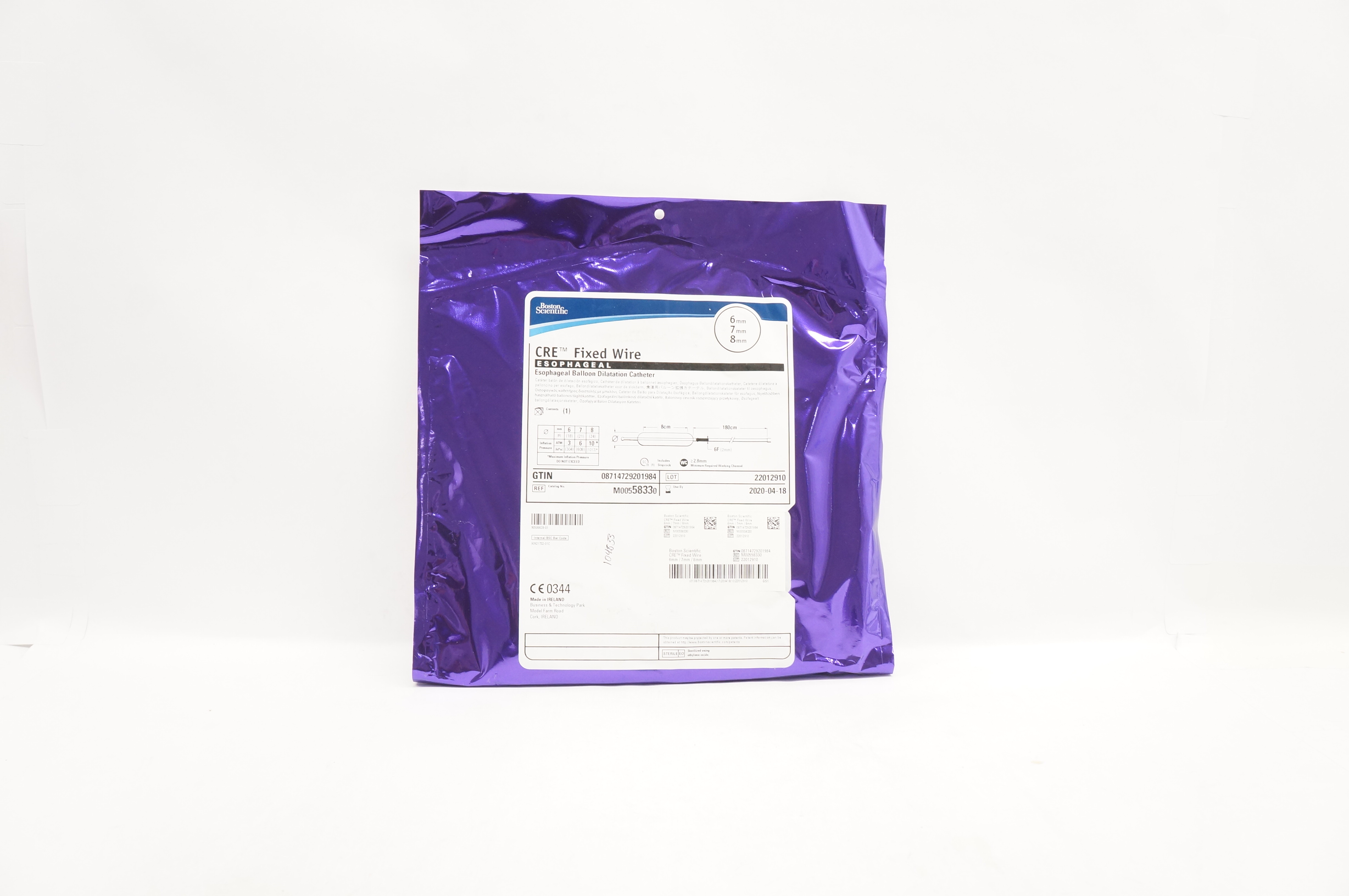 Boston Scientific M00558330 CRE Fixed Wire Esophageal Cath. 6mm/7mm/8mm (x)