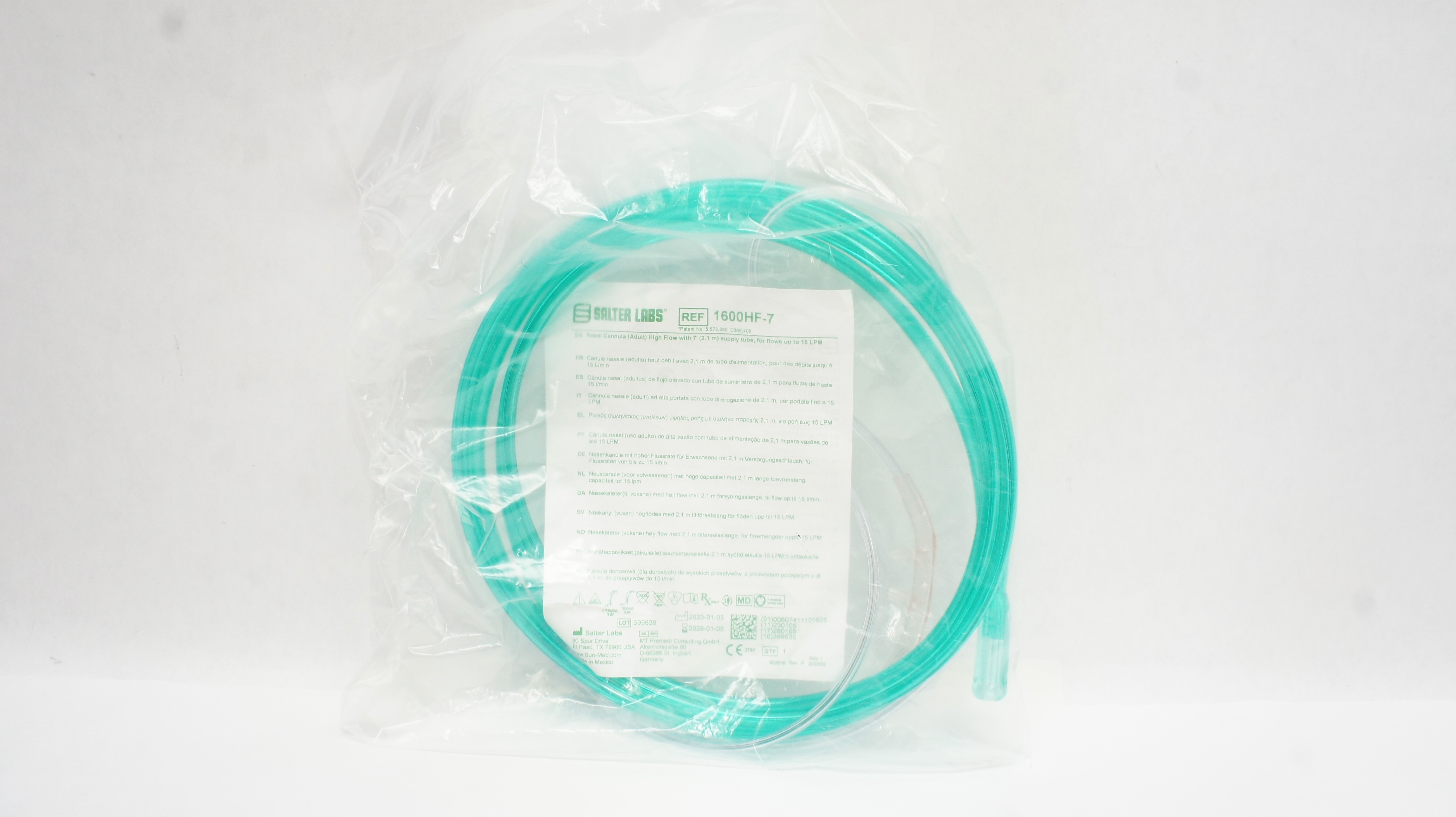 Salter Labs 1600HF-7 Nasal Cannula High Flow with Supply Tube 7ft
